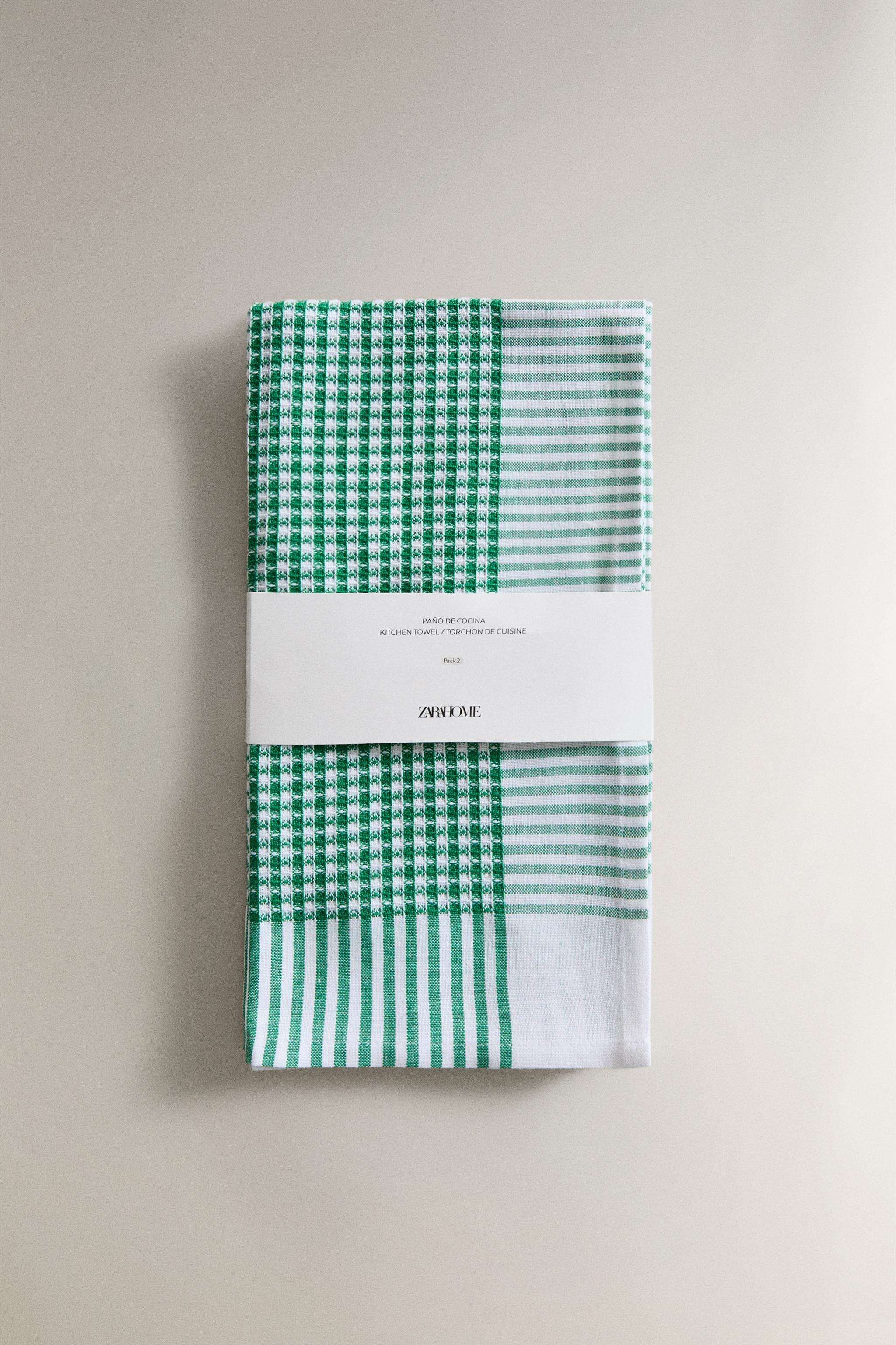 SET OF WAFFLE-KNIT COTTON KITCHEN TOWELS (SET OF 2)