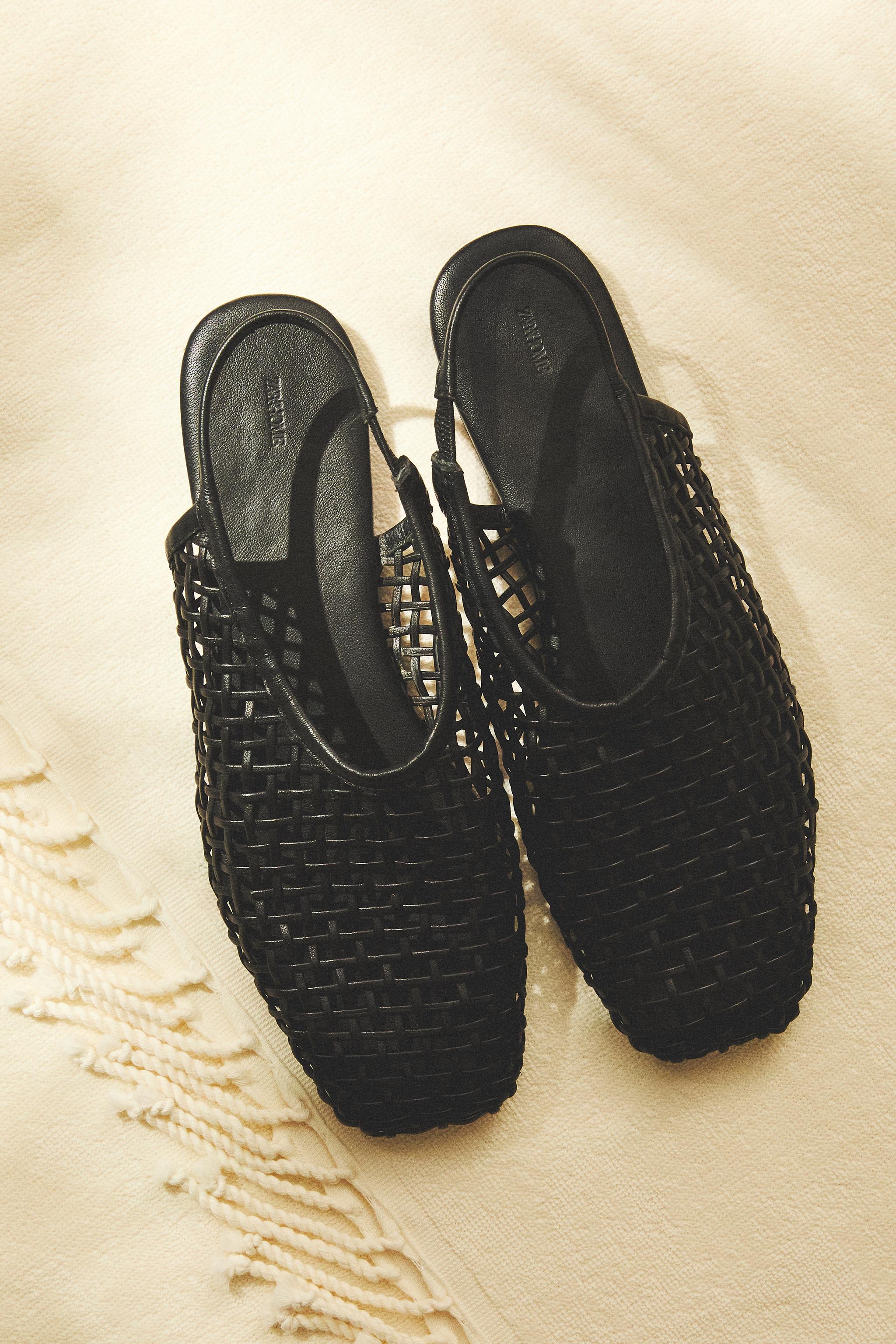 BRAIDED LEATHER SLINGBACK BALLET FLATS