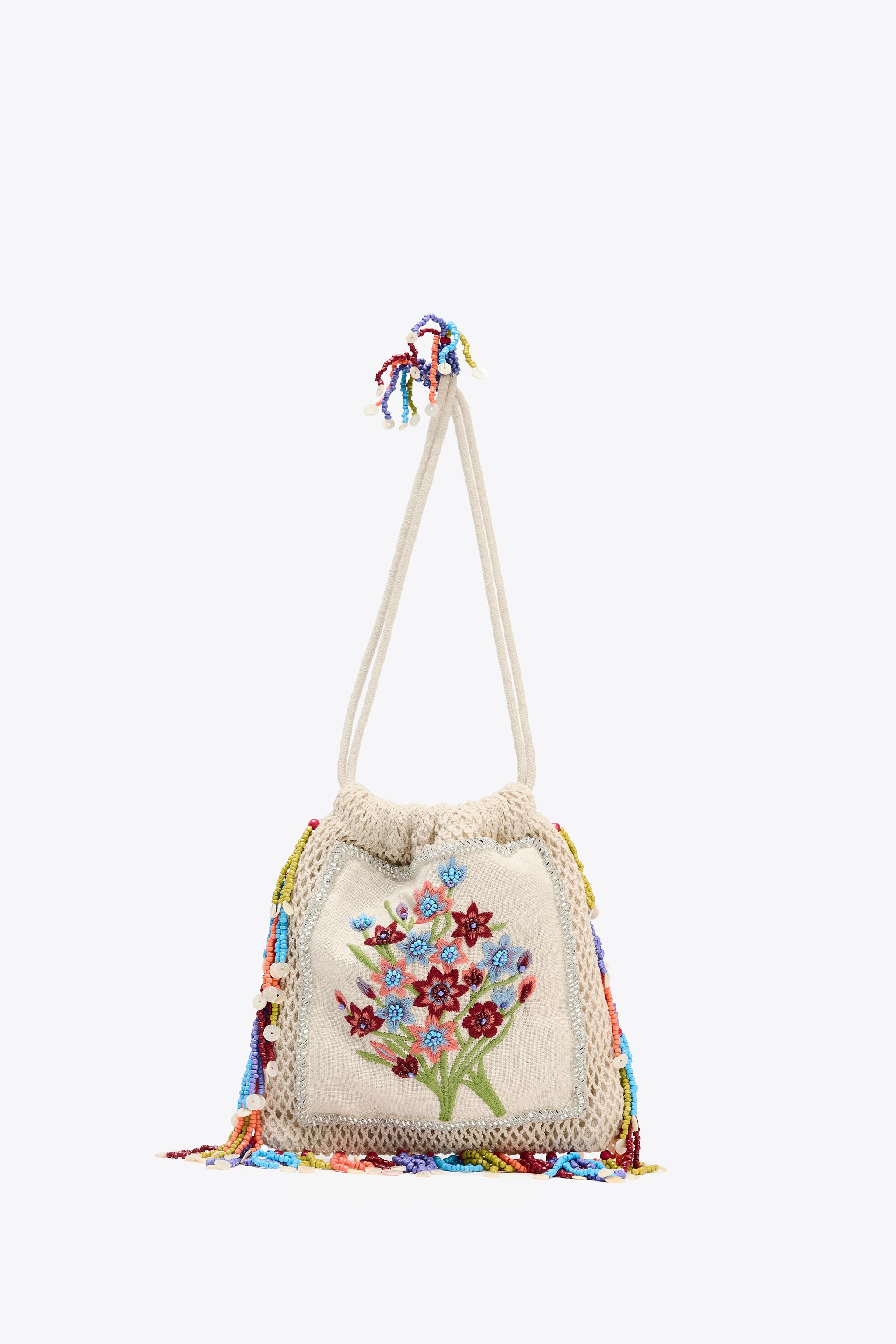 FLORAL EMBROIDERY BUCKET BAG