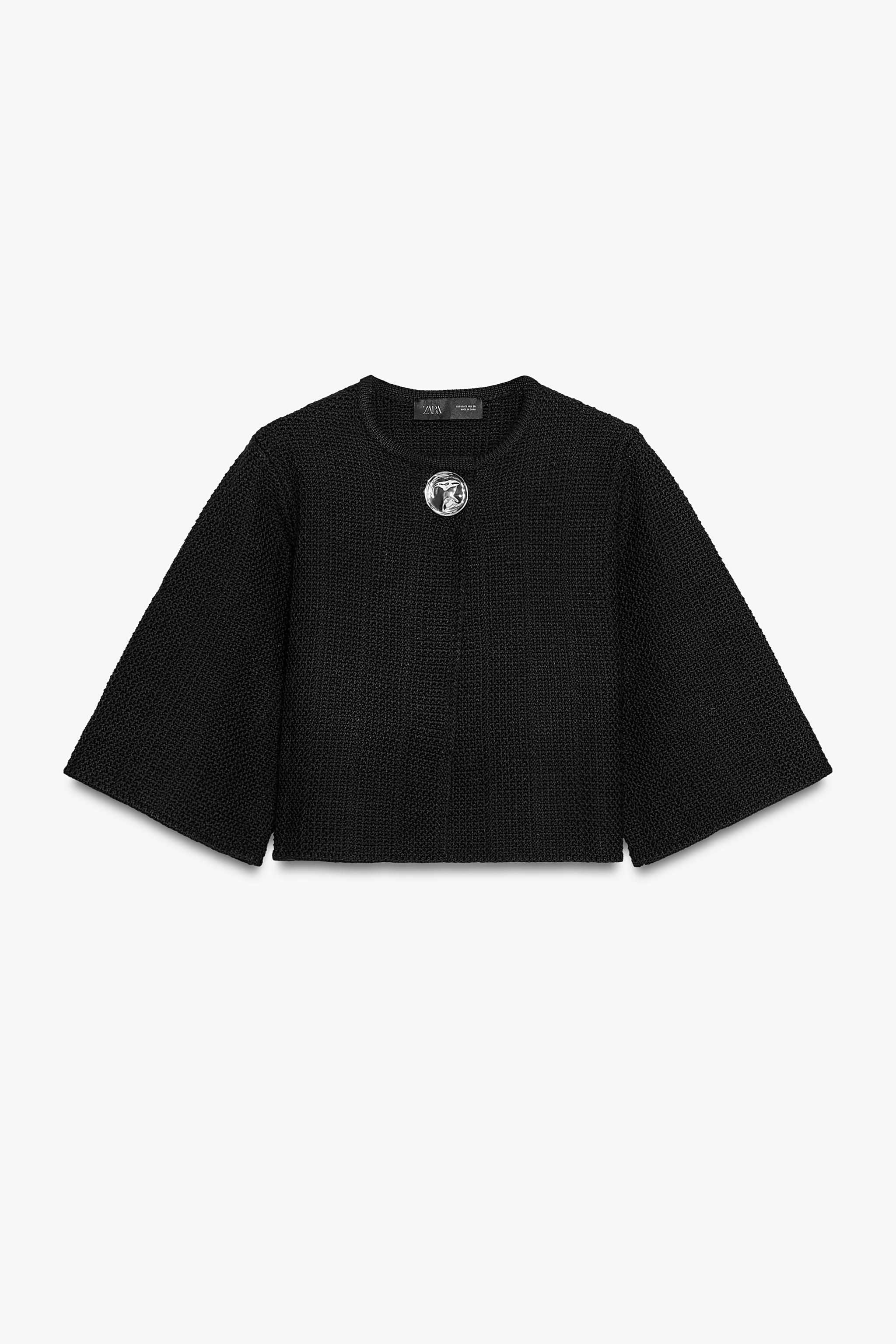 TEXTURED KNIT CARDIGAN WITH BUTTON