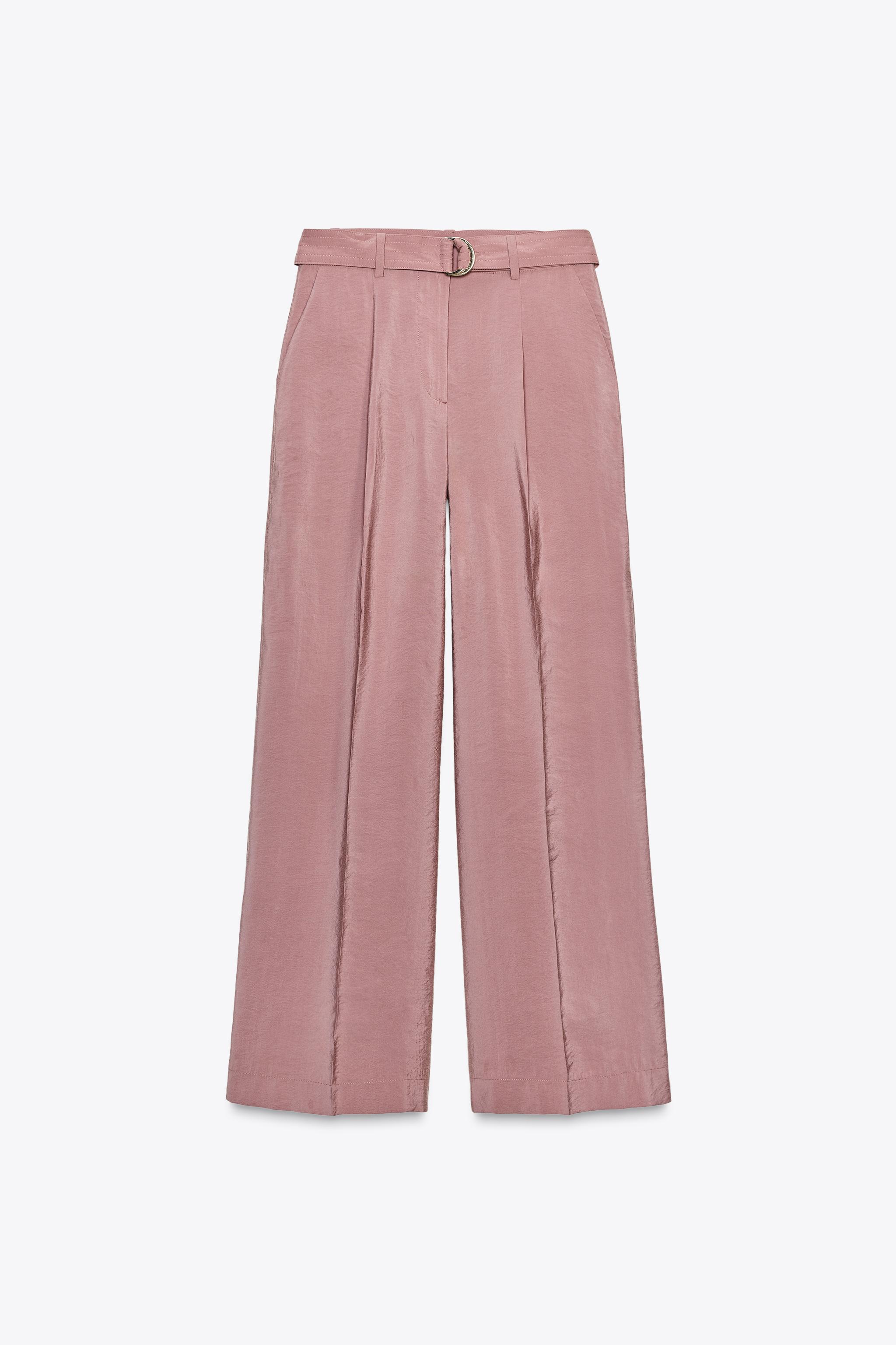 FLOWY WIDE LEG BELTED PANTS