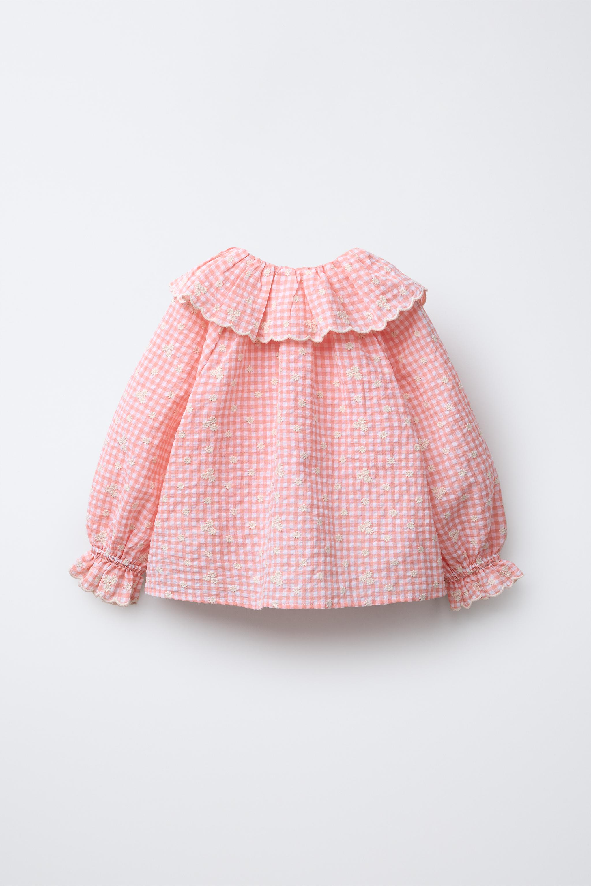 GINGHAM BLOUSE WITH EMBROIDERED FLOWERS