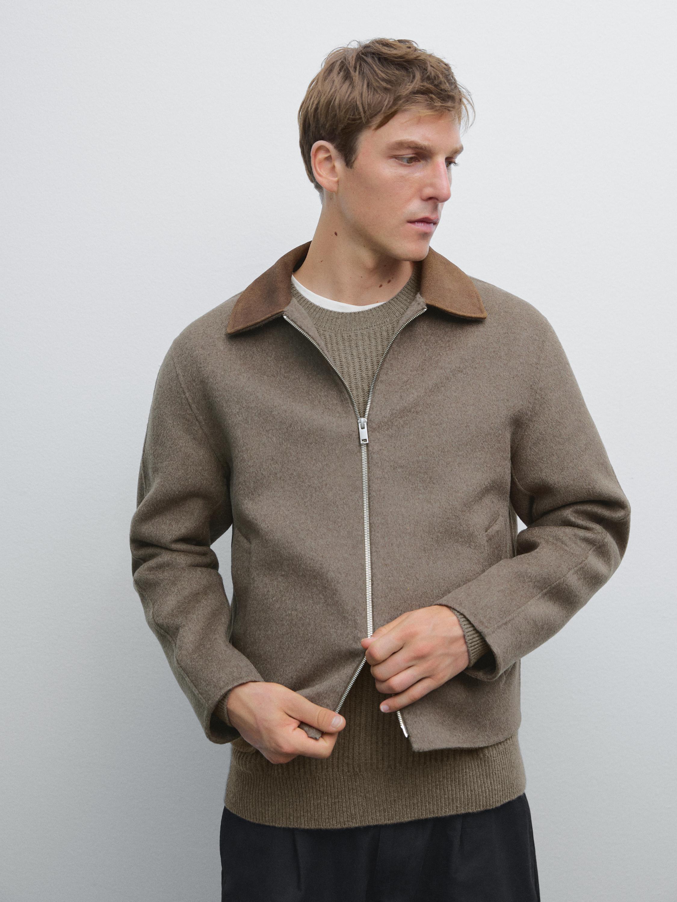 Jacket with double wool collar detail