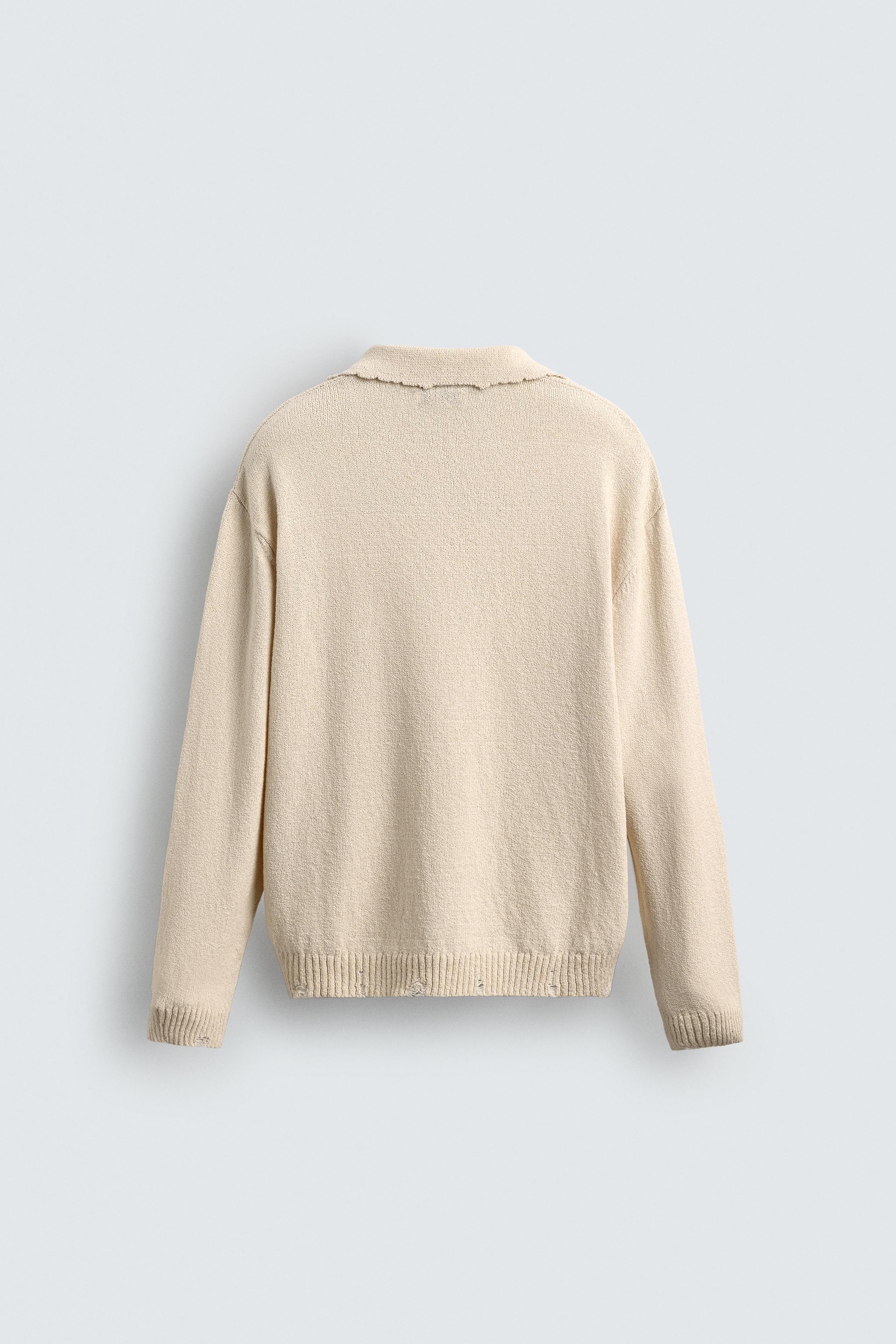 KNIT POLO SHIRT WITH DISTRESSED EFFECT