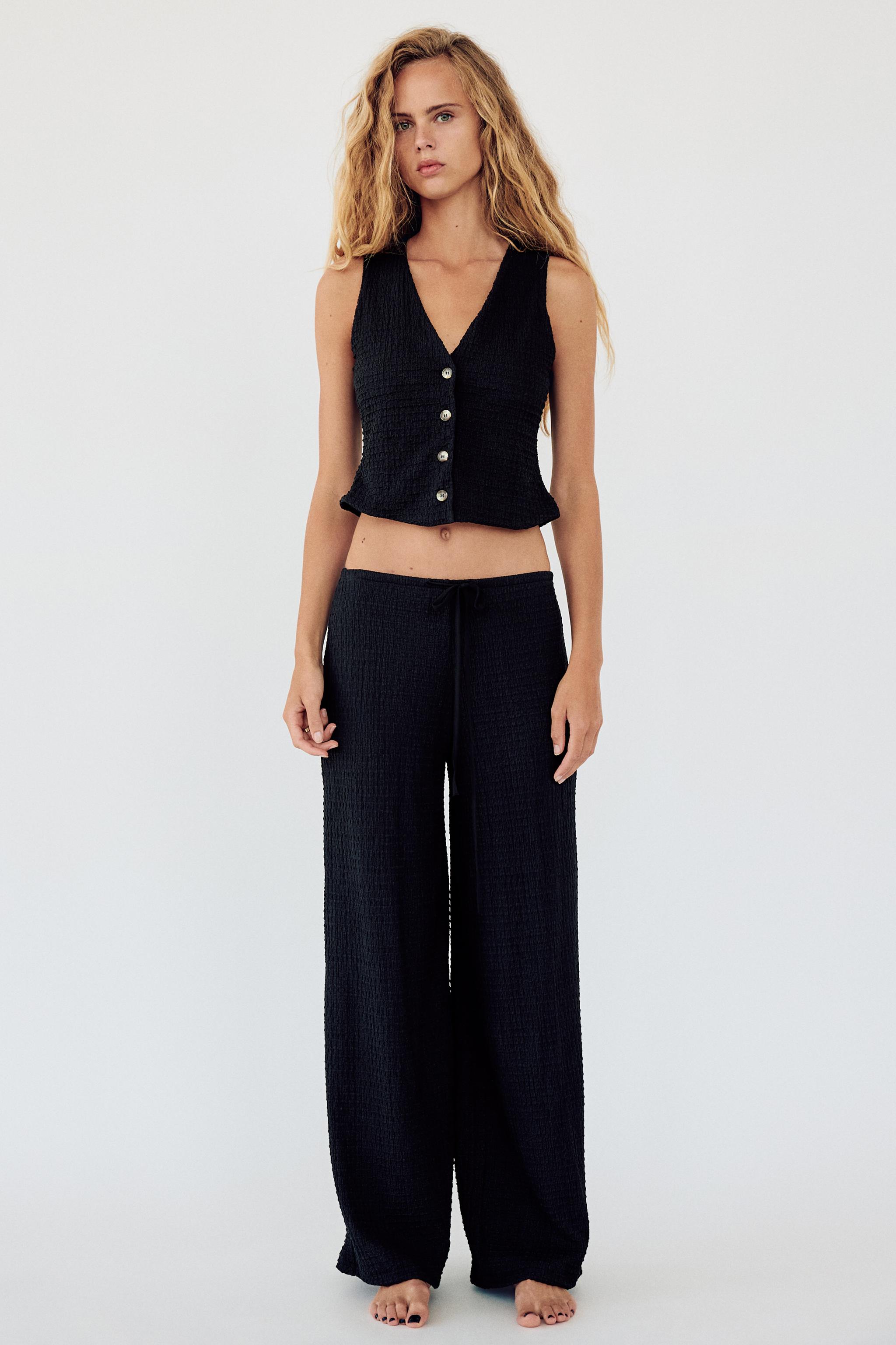 TEXTURED STRAIGHT LEG PANTS