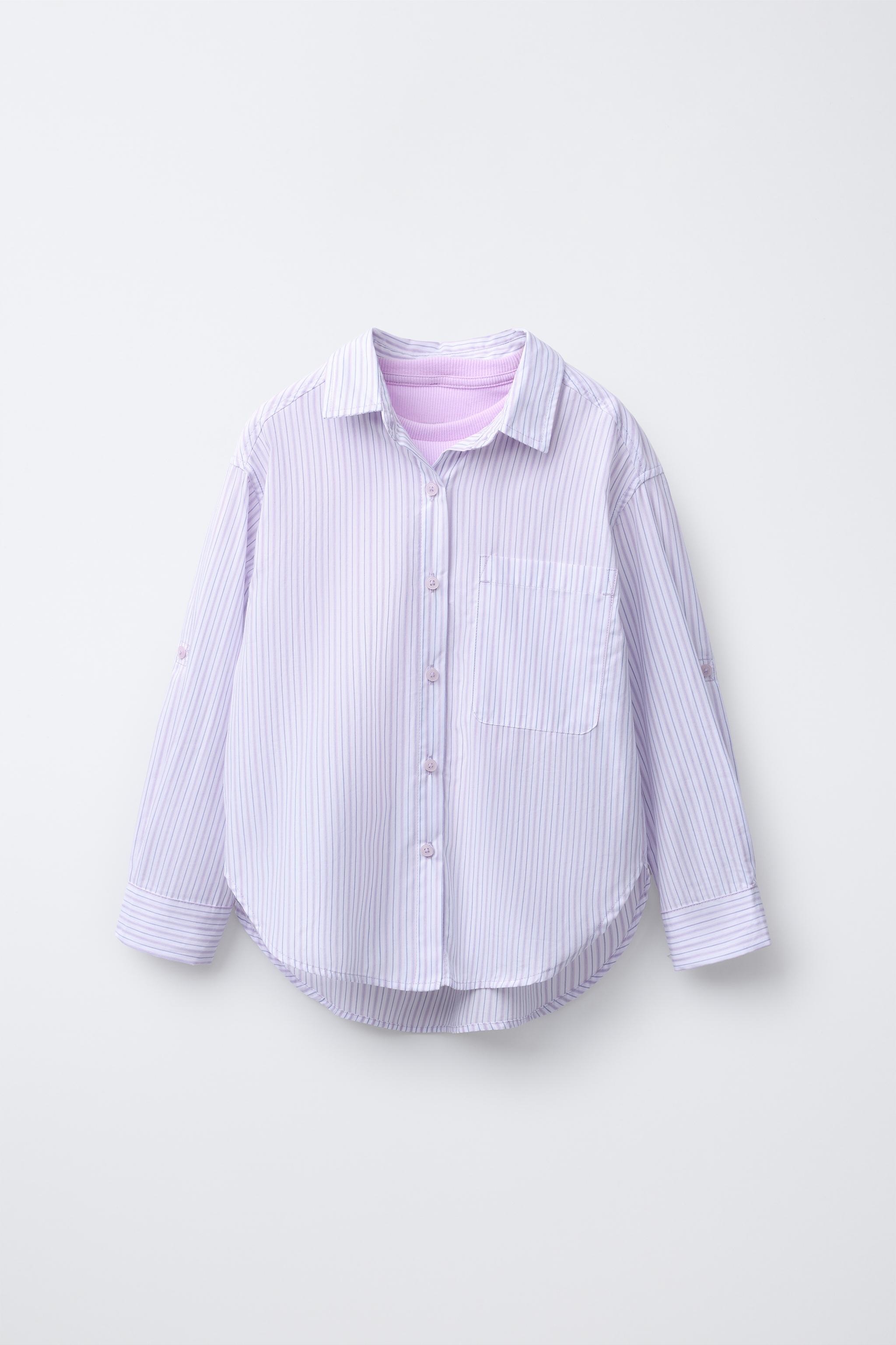 STRIPED POPLIN SHIRT AND RIB T-SHIRT PACK