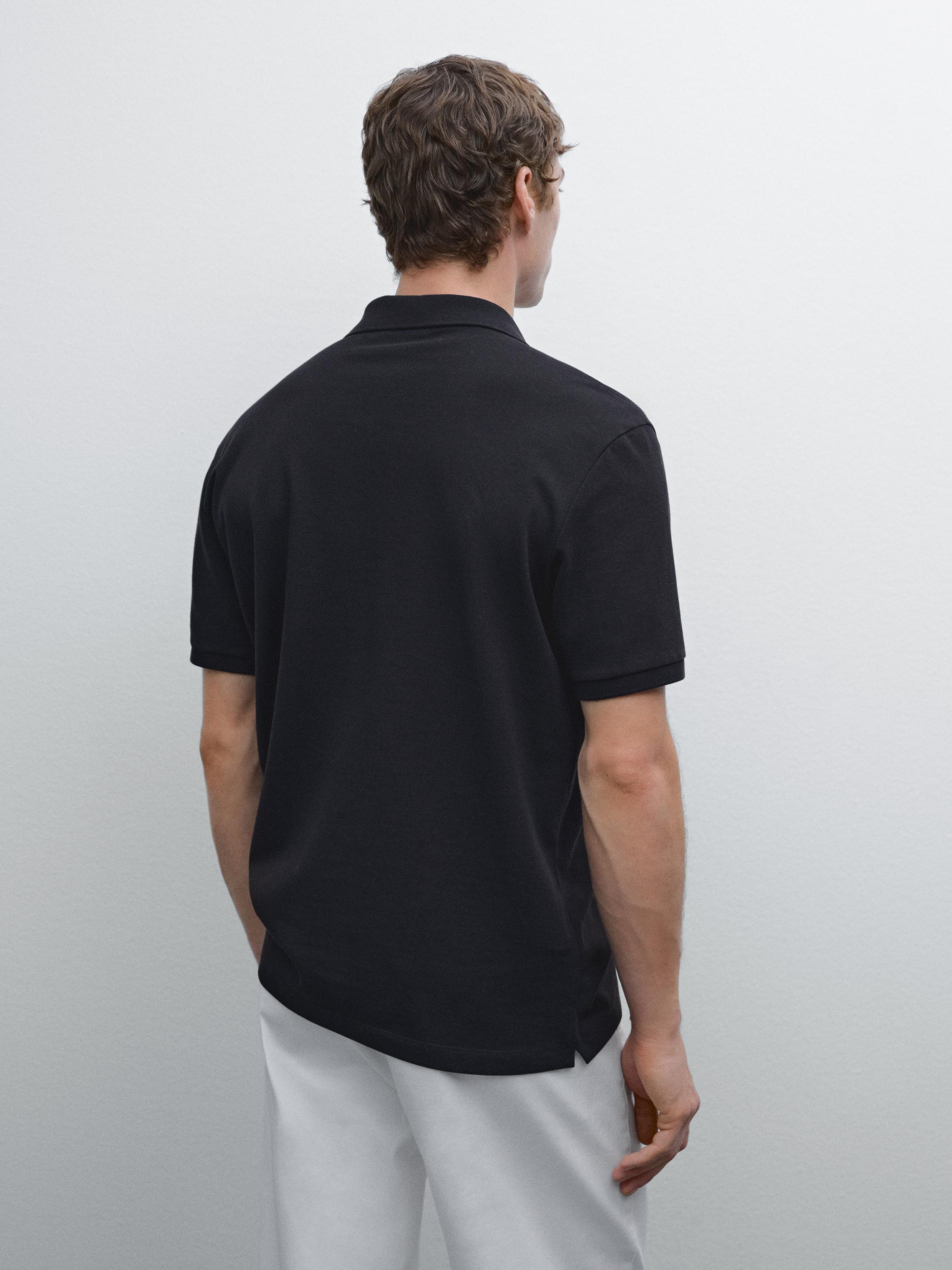 Micro textured piqué cotton polo shirt