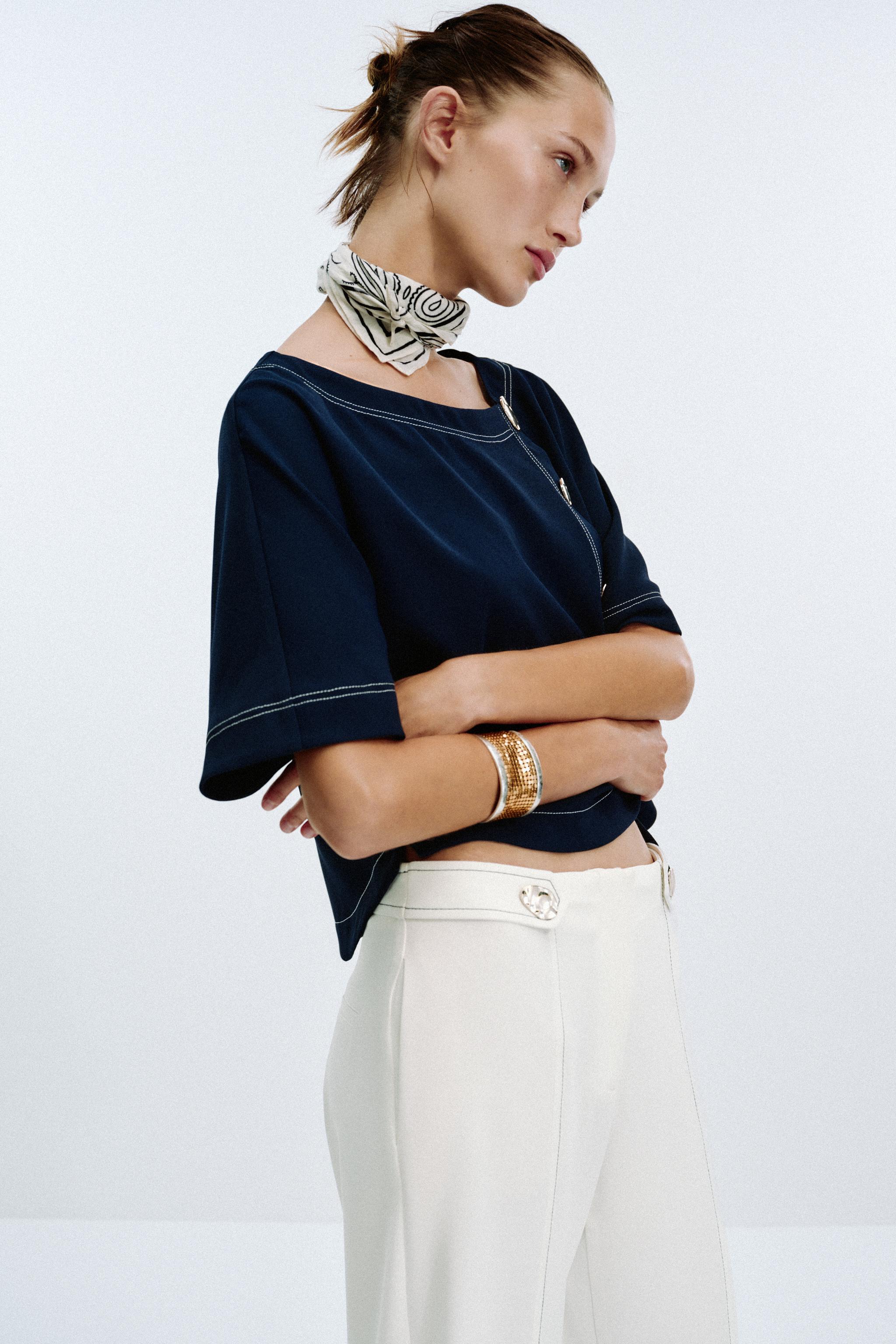 CONTRAST STITCHING LOOP PANTS