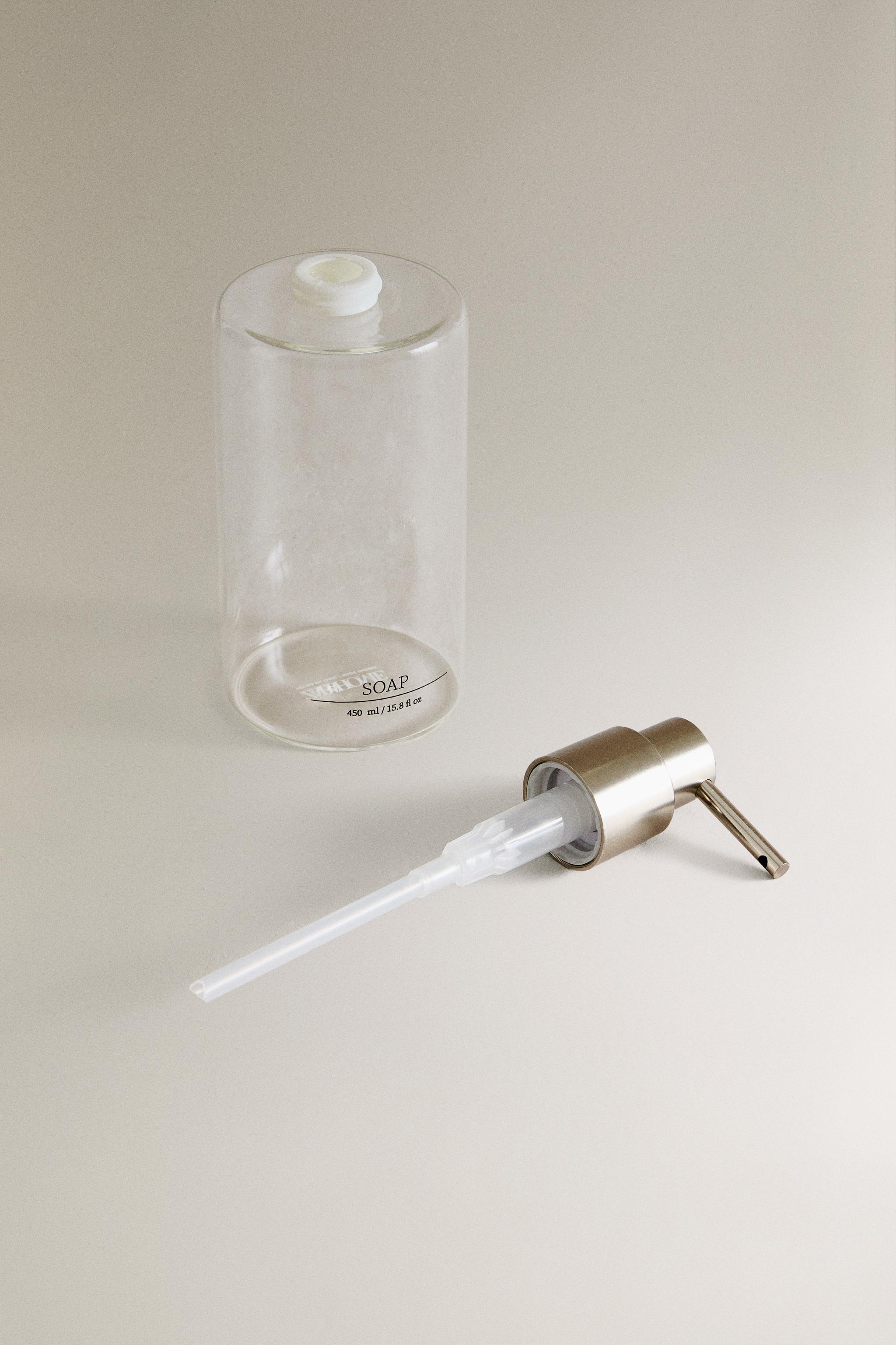 BOROSILICATE GLASS SOAP DISPENSER WITH SLOGAN