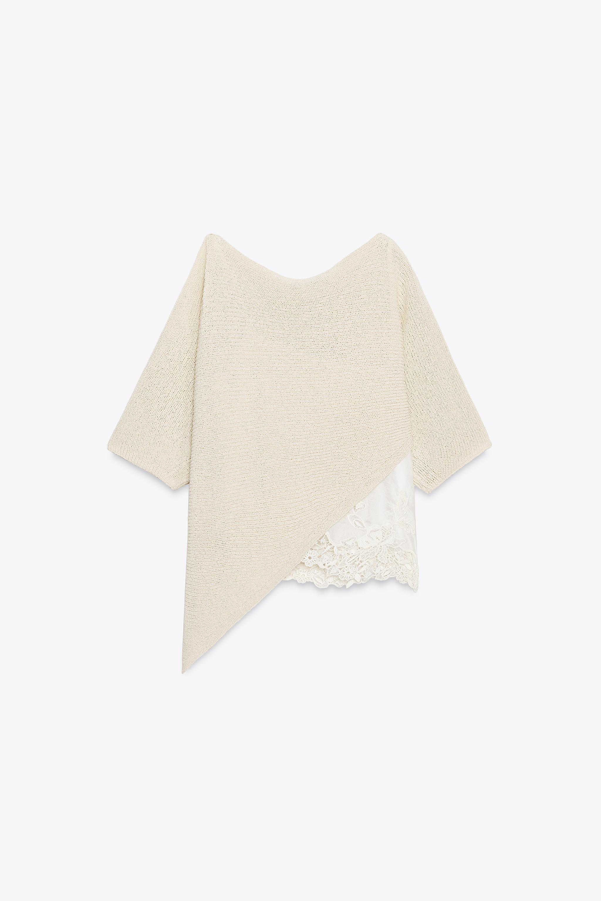 ASYMMETRICAL COMBINATION KNIT TOP