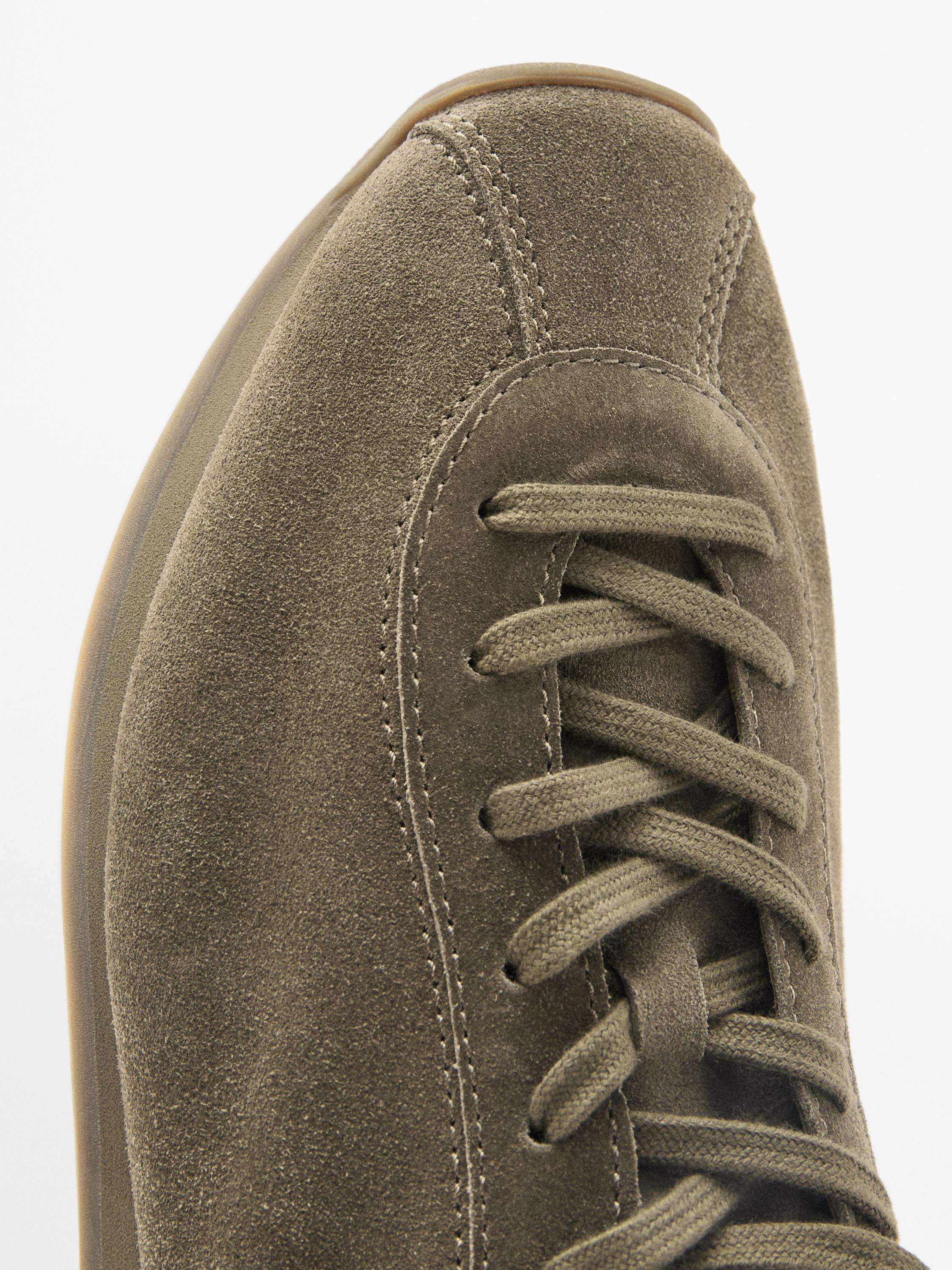 Split suede trainers