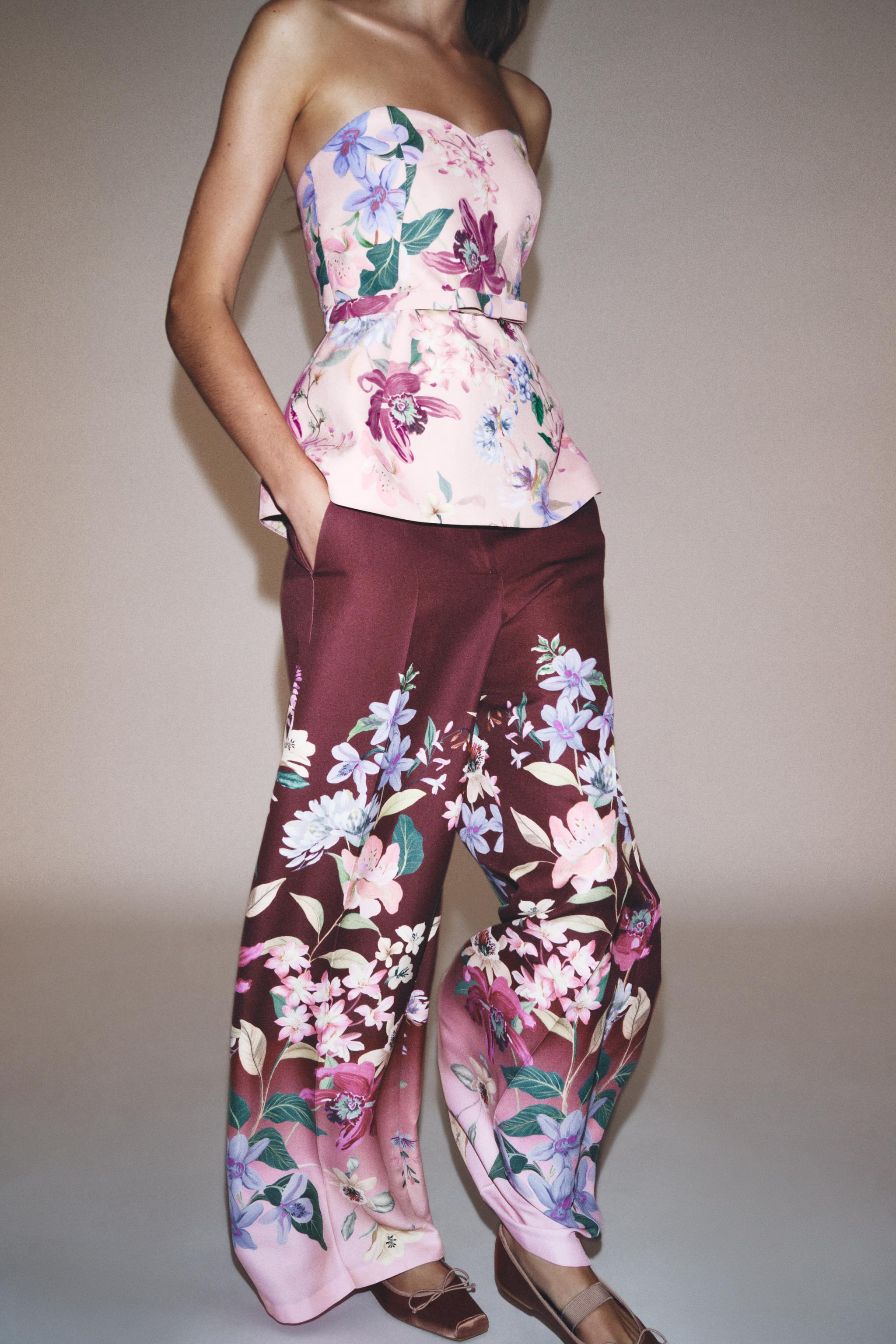 FLORAL PRINT WIDE LEG PANTS