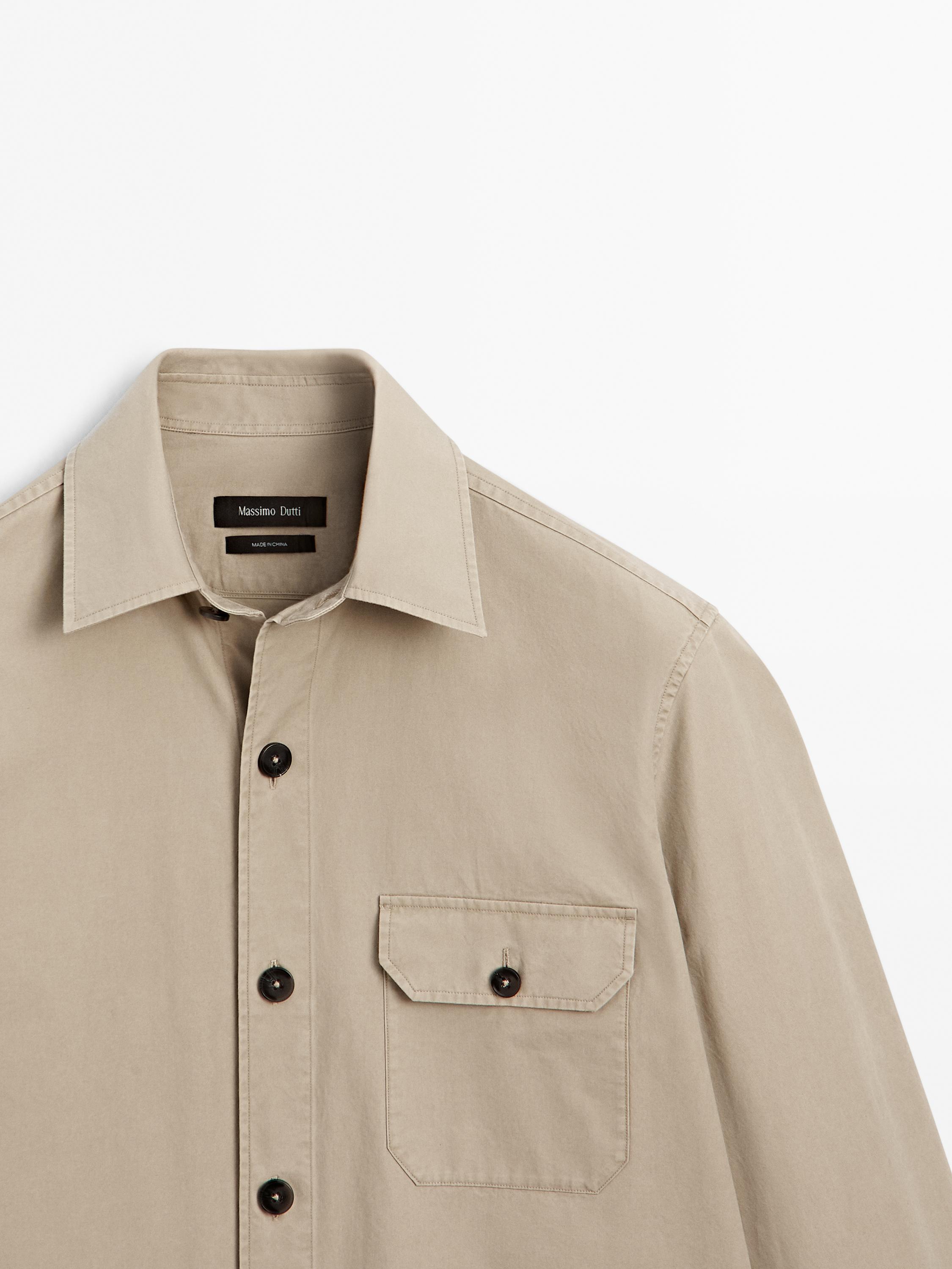 100% cotton overshirt with pocket