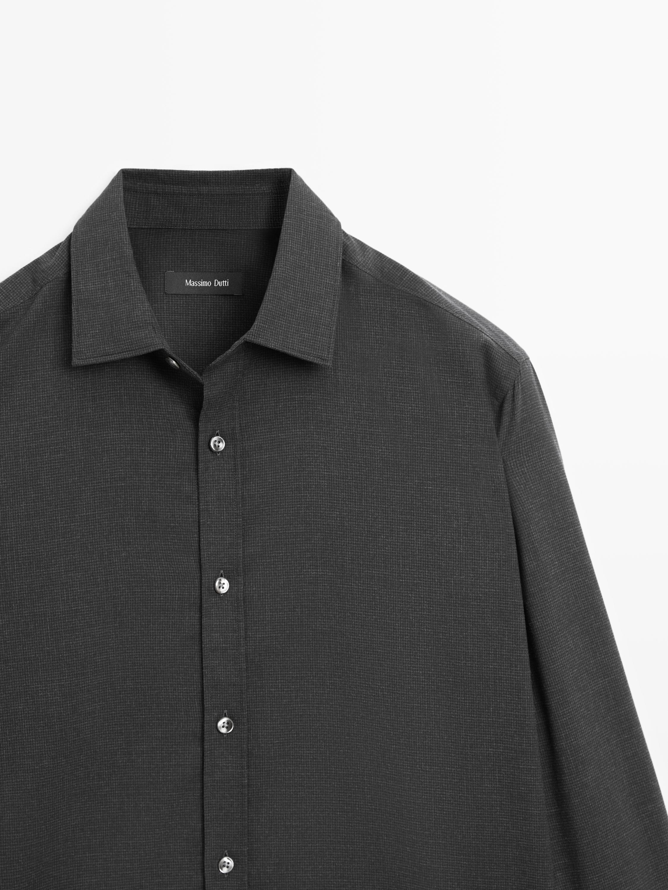 Regular fit micro-check shirt