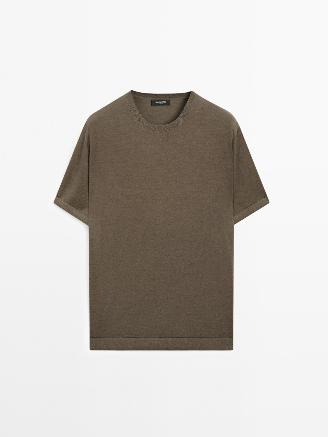 Short sleeve knit wool blend T-shirt