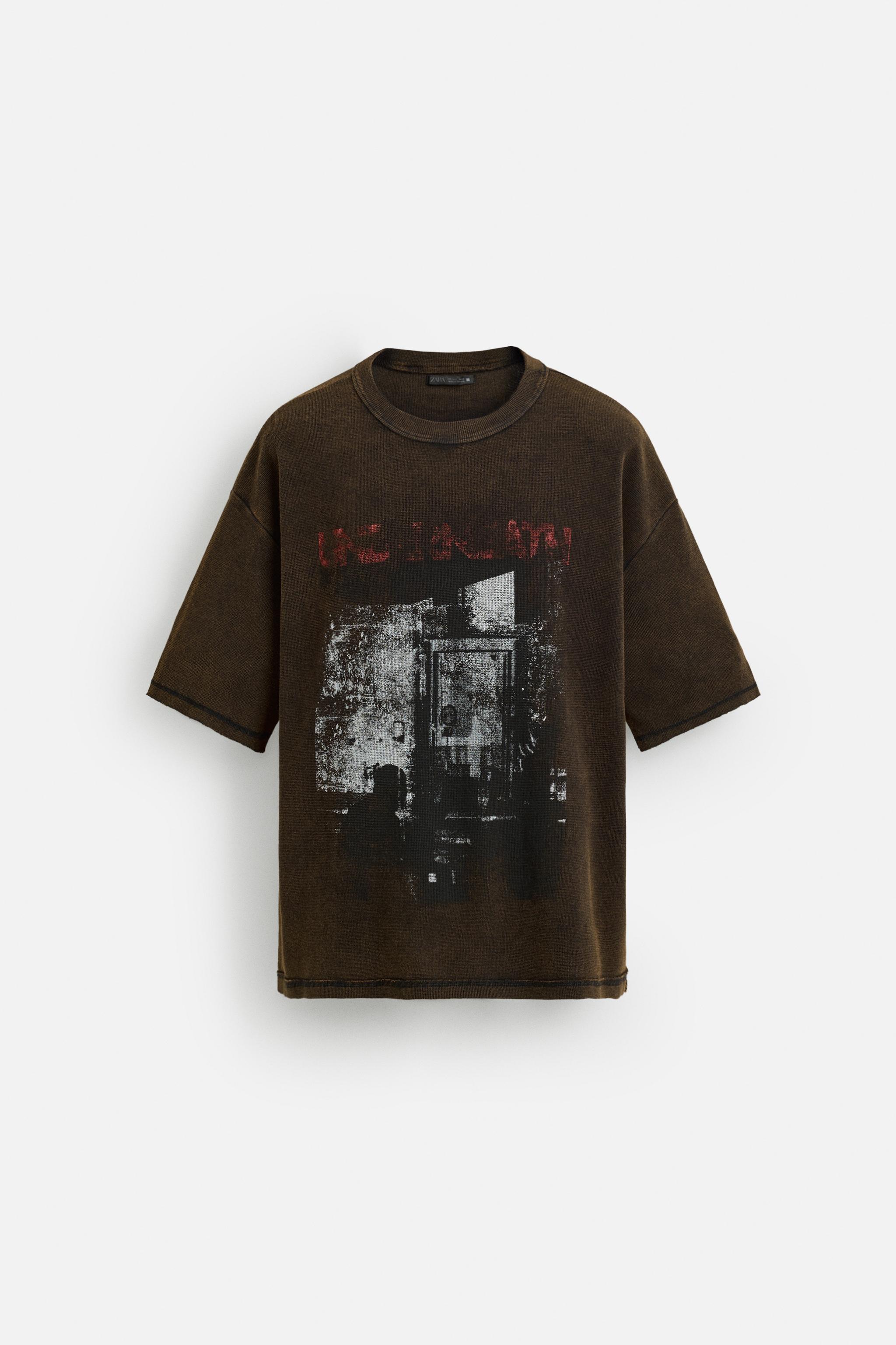 WASHED PRINT KNIT T-SHIRT