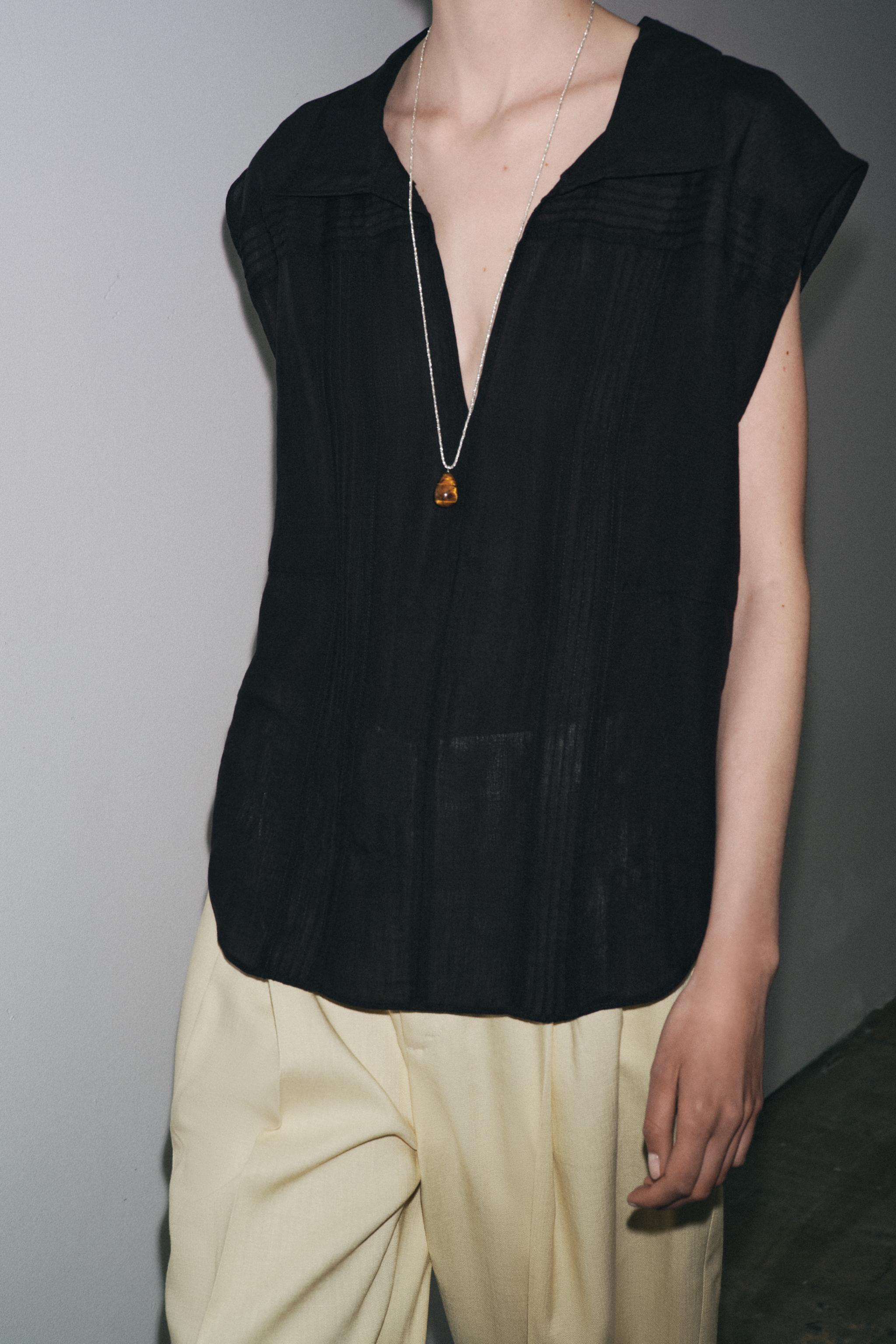 ZW COLLECTION RAMIE BLEND PINTUCK SHIRT