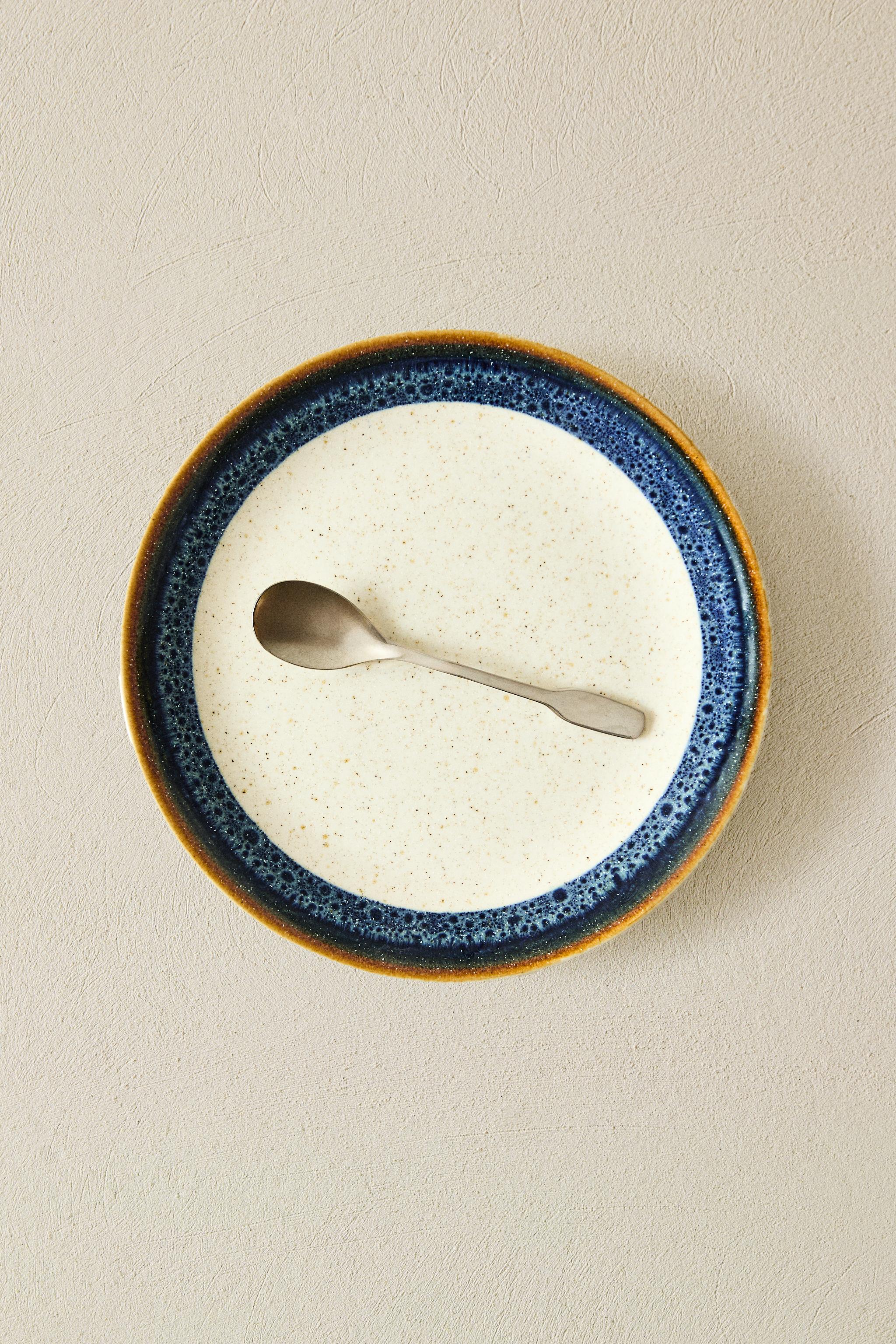 EARTHENWARE DESSERT PLATE WITH DYED RIM