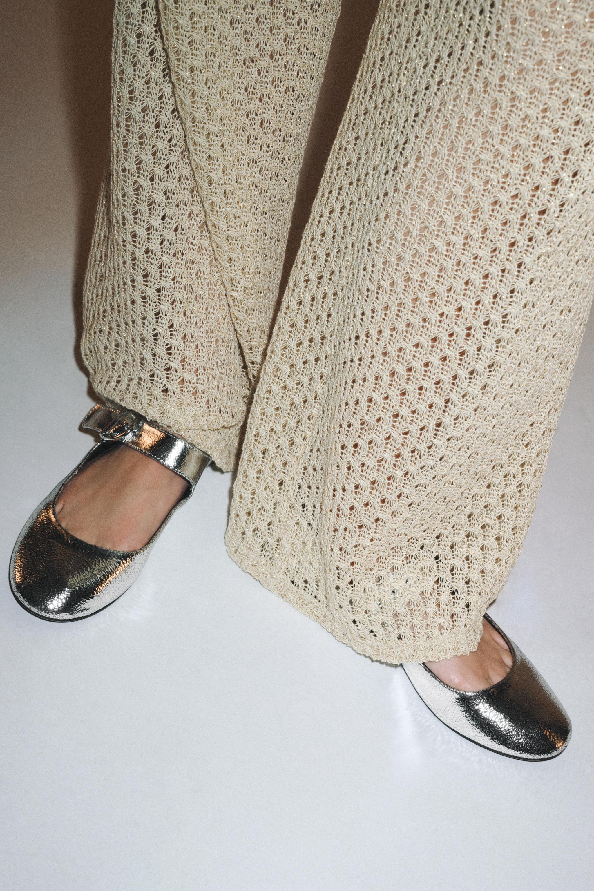 METALLIC LEATHER BALLET FLATS