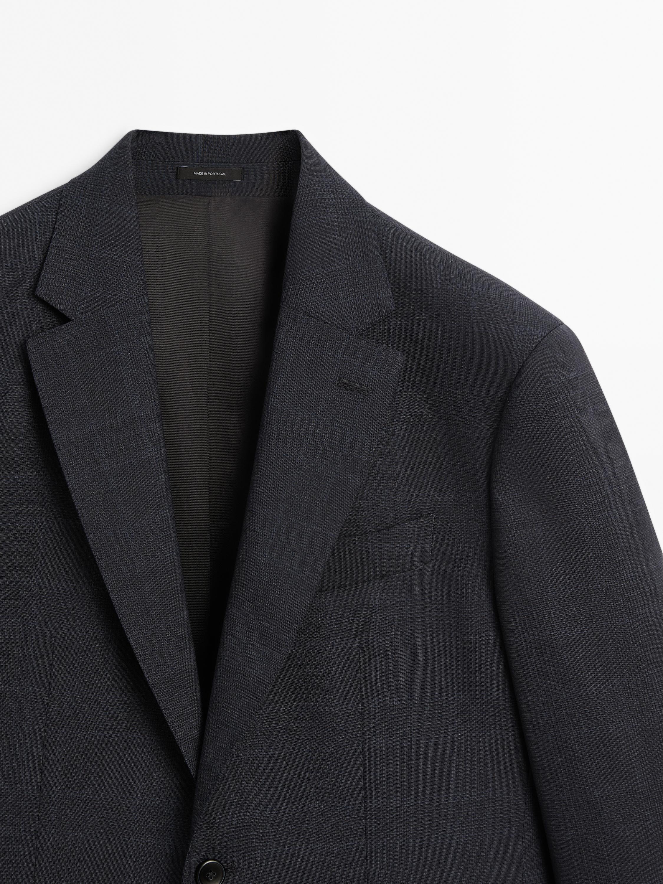 100% wool check suit blazer