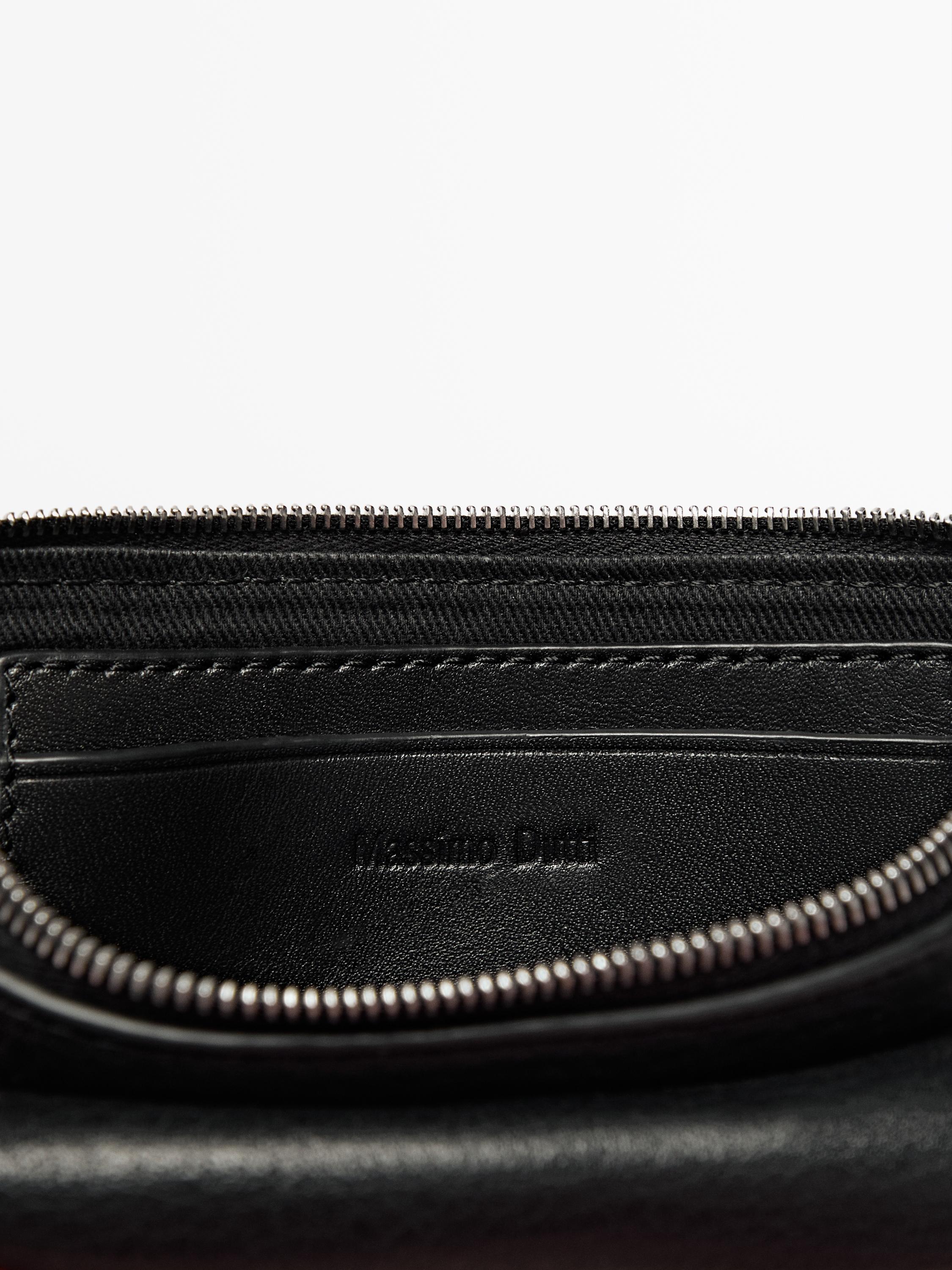 Nappa crossbody glasses case with purse