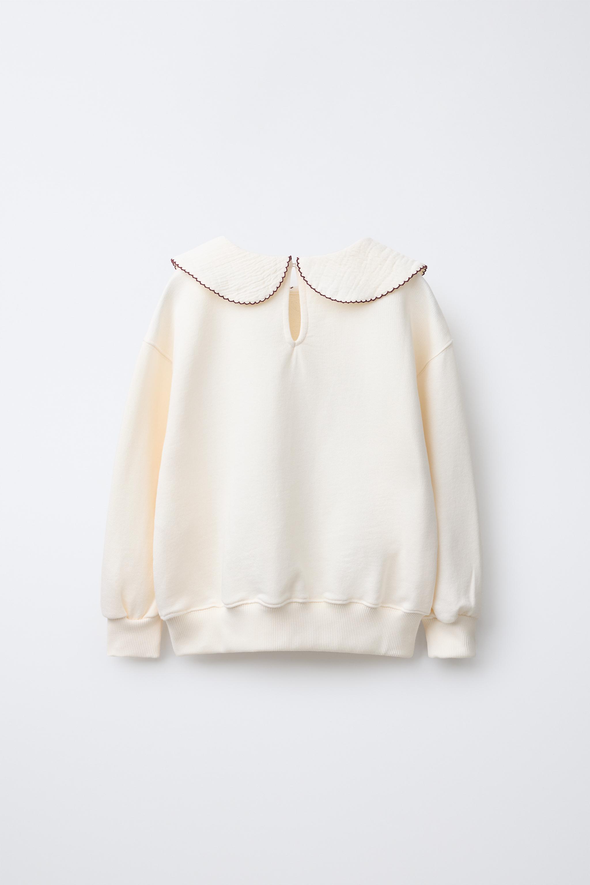 EMBROIDERED PETER PAN COLLAR SWEATSHIRT