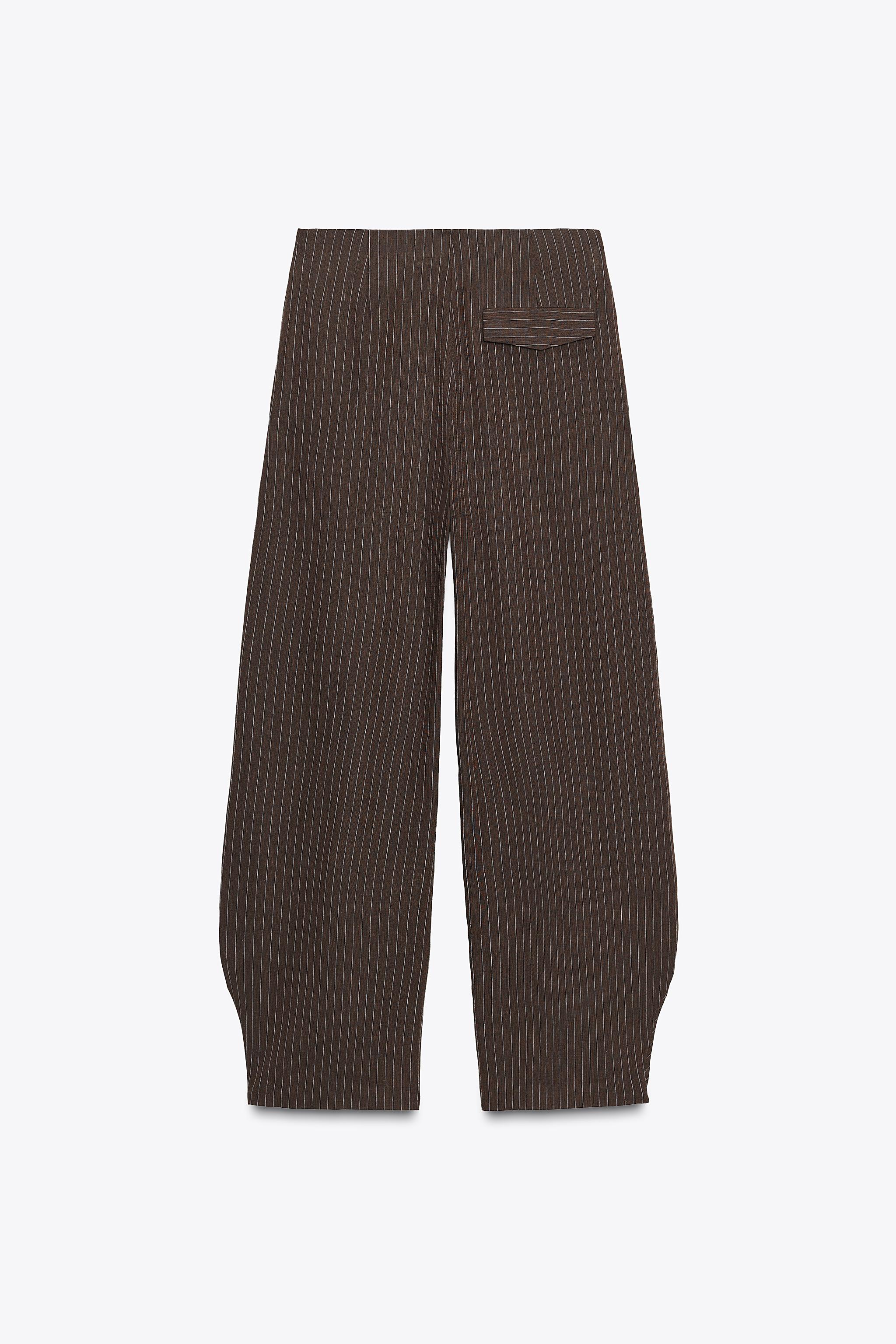 ZW COLLECTION STRIPED LINEN BLEND BALLOON PANTS