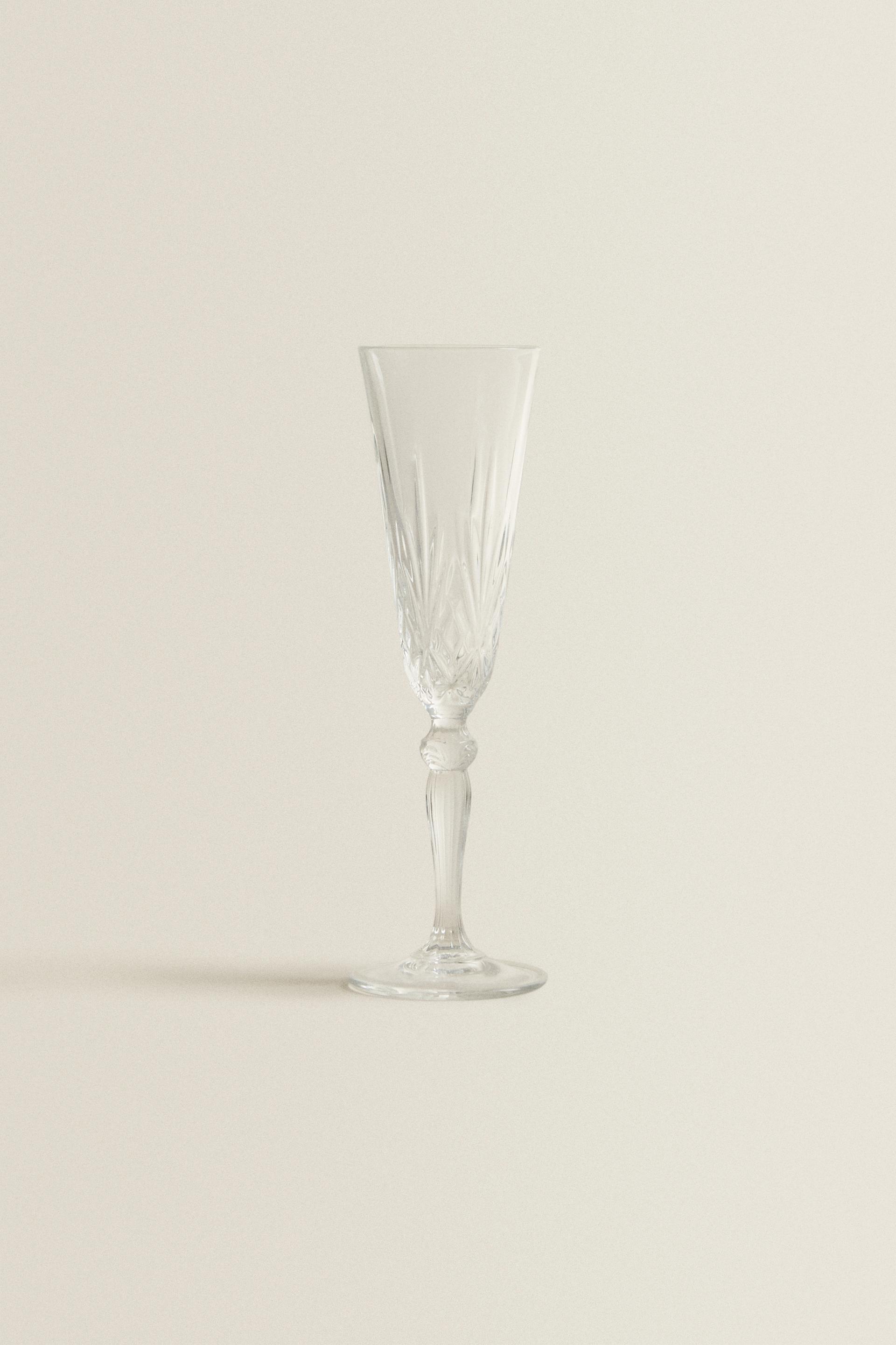 ENGRAVED CRYSTALLINE FLUTE GLASS