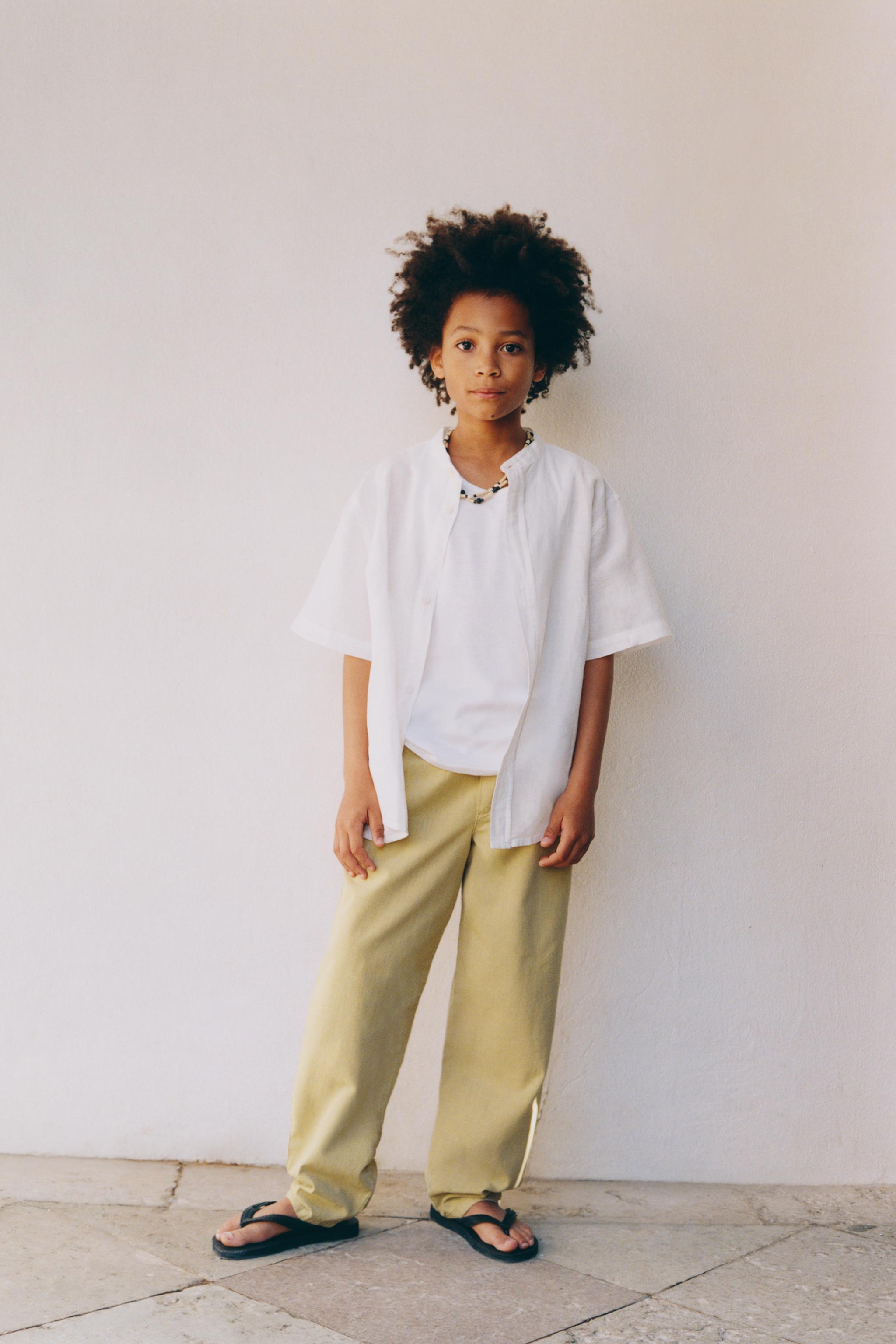 LINEN COTTON MANDARIN COLLAR SHIRT