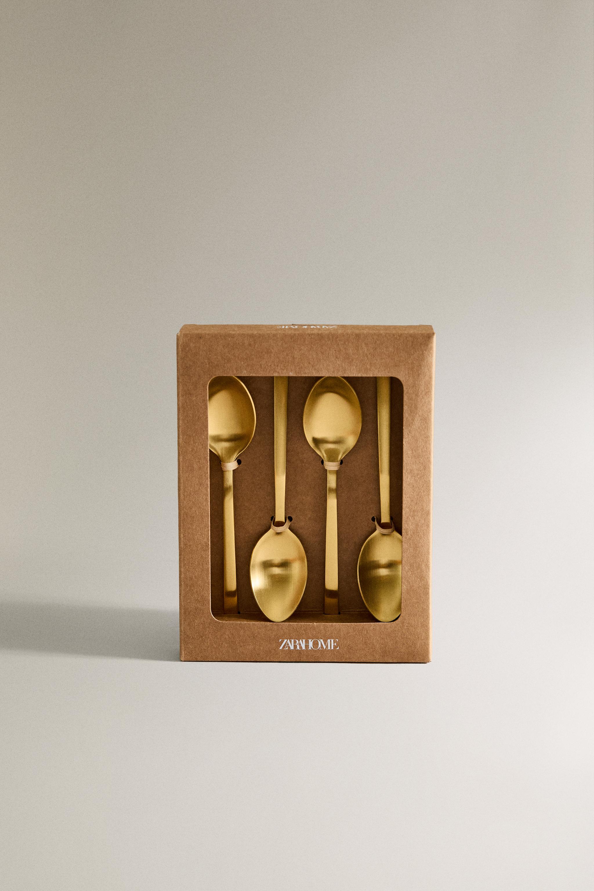 SET OF GOLD STEEL DESSERT SPOONS (SET OF 4)