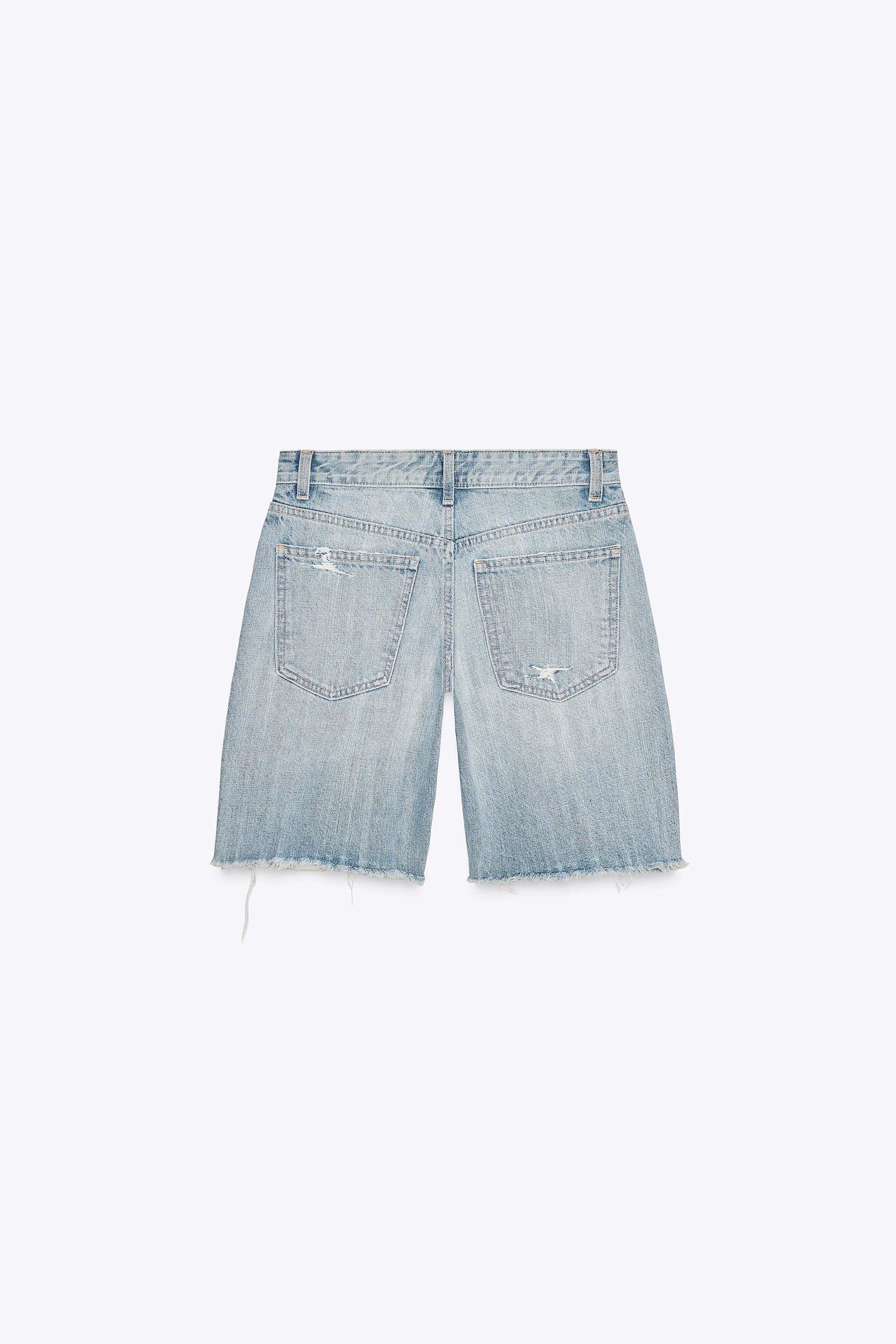 MID-RISE RIPPED TRF DENIM SHORTS