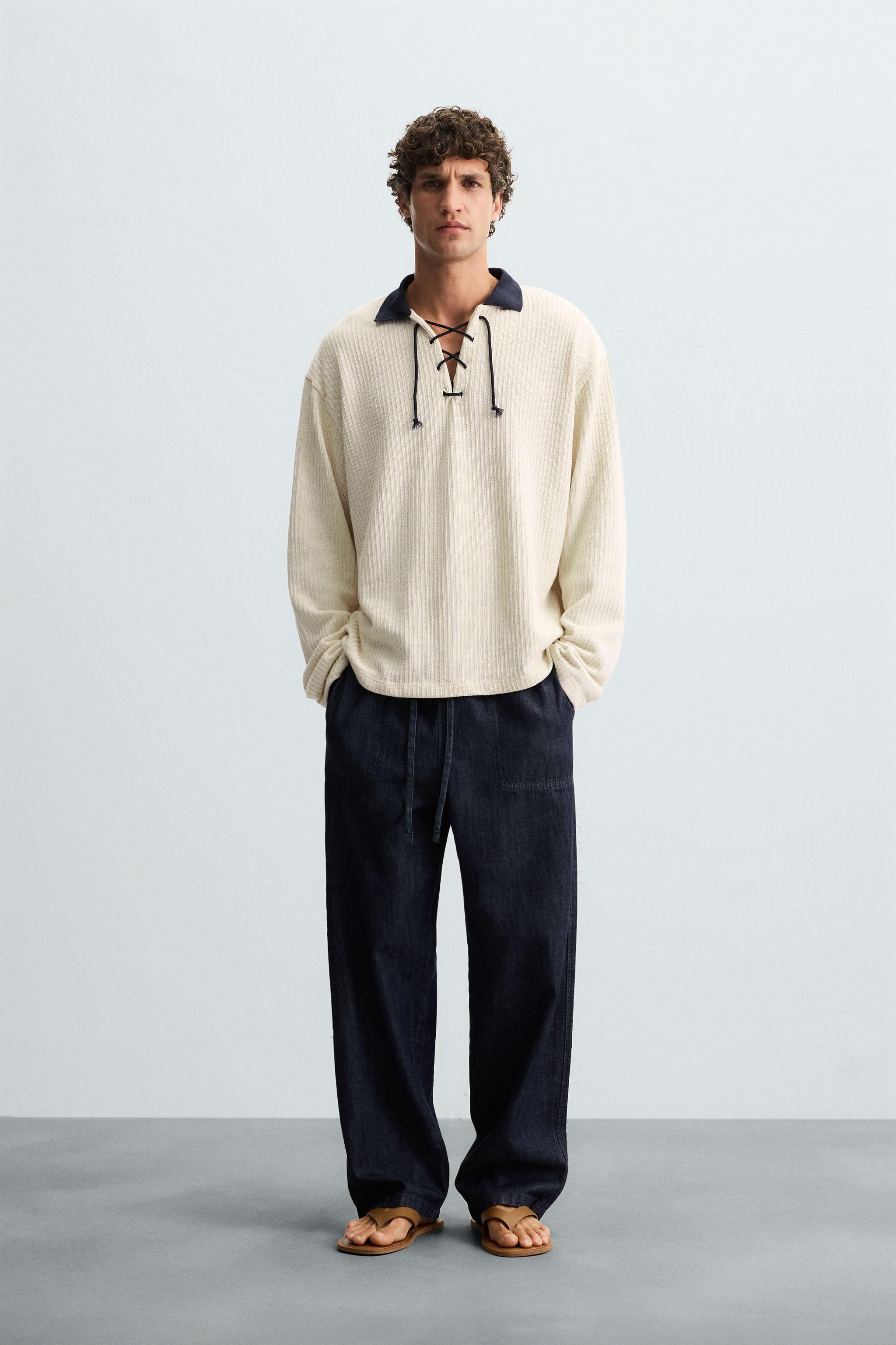 TEXTURED DRAWSTRING SWEATSHIRT