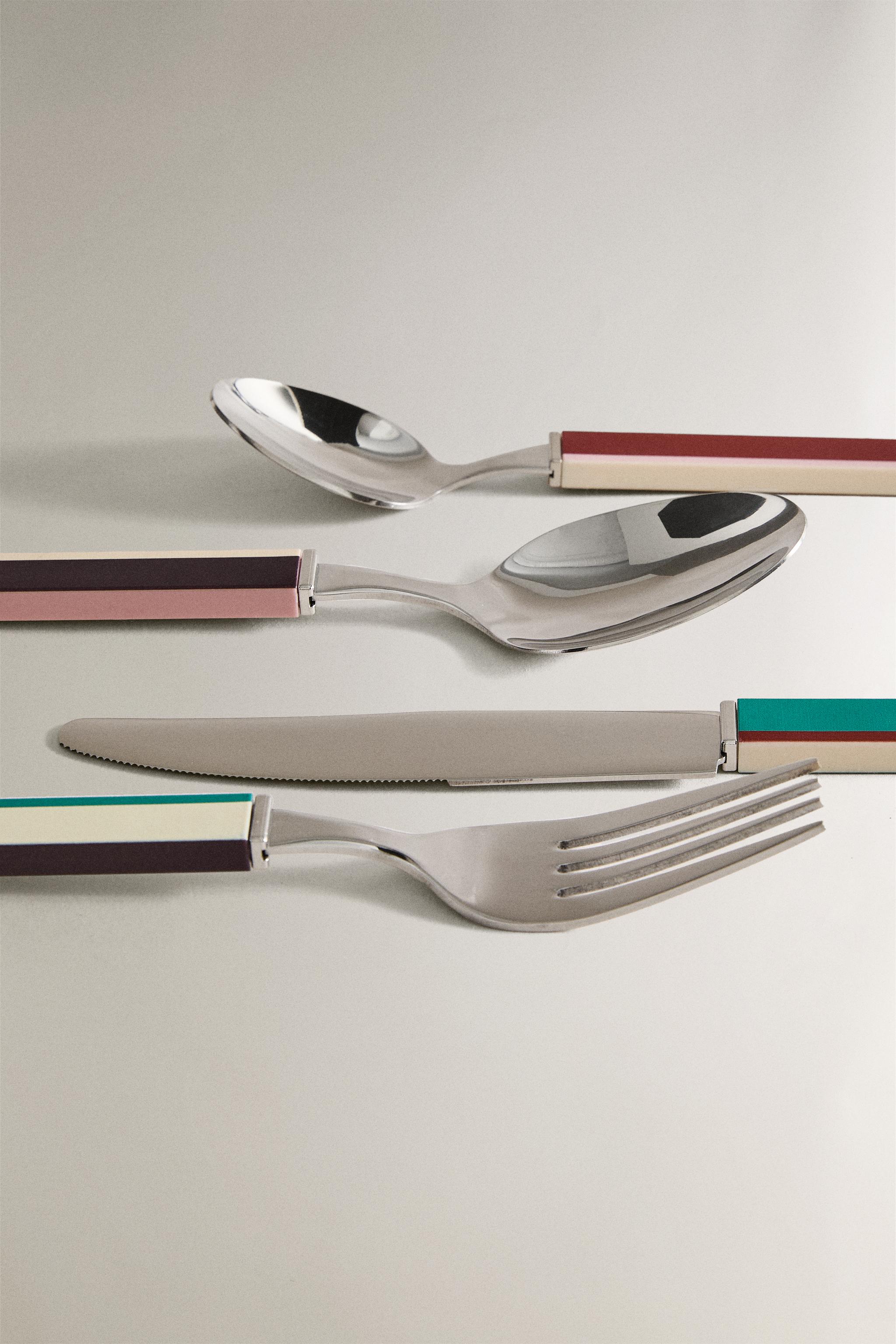 4-PIECE FLATWARE SET WITH STRIPED HANDLE X COLLAGERIE
