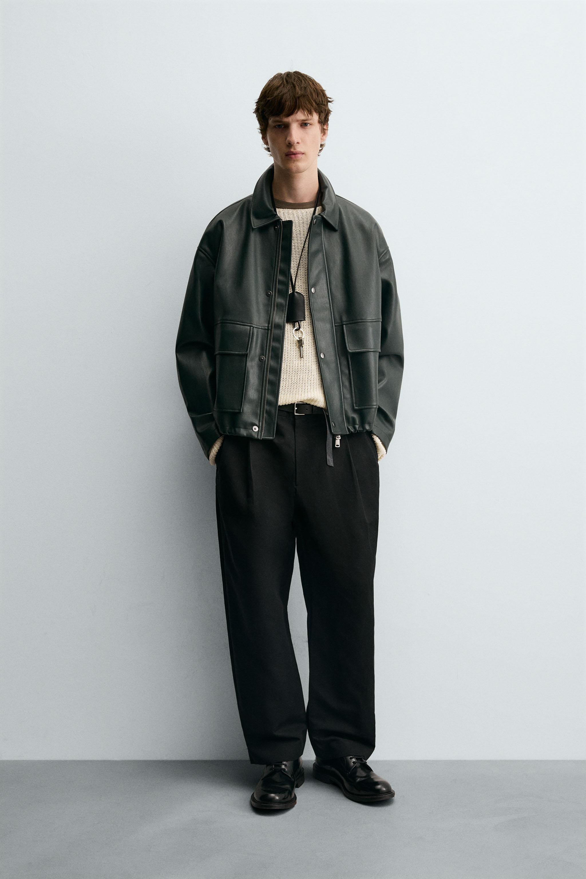 FAUX LEATHER POCKET JACKET