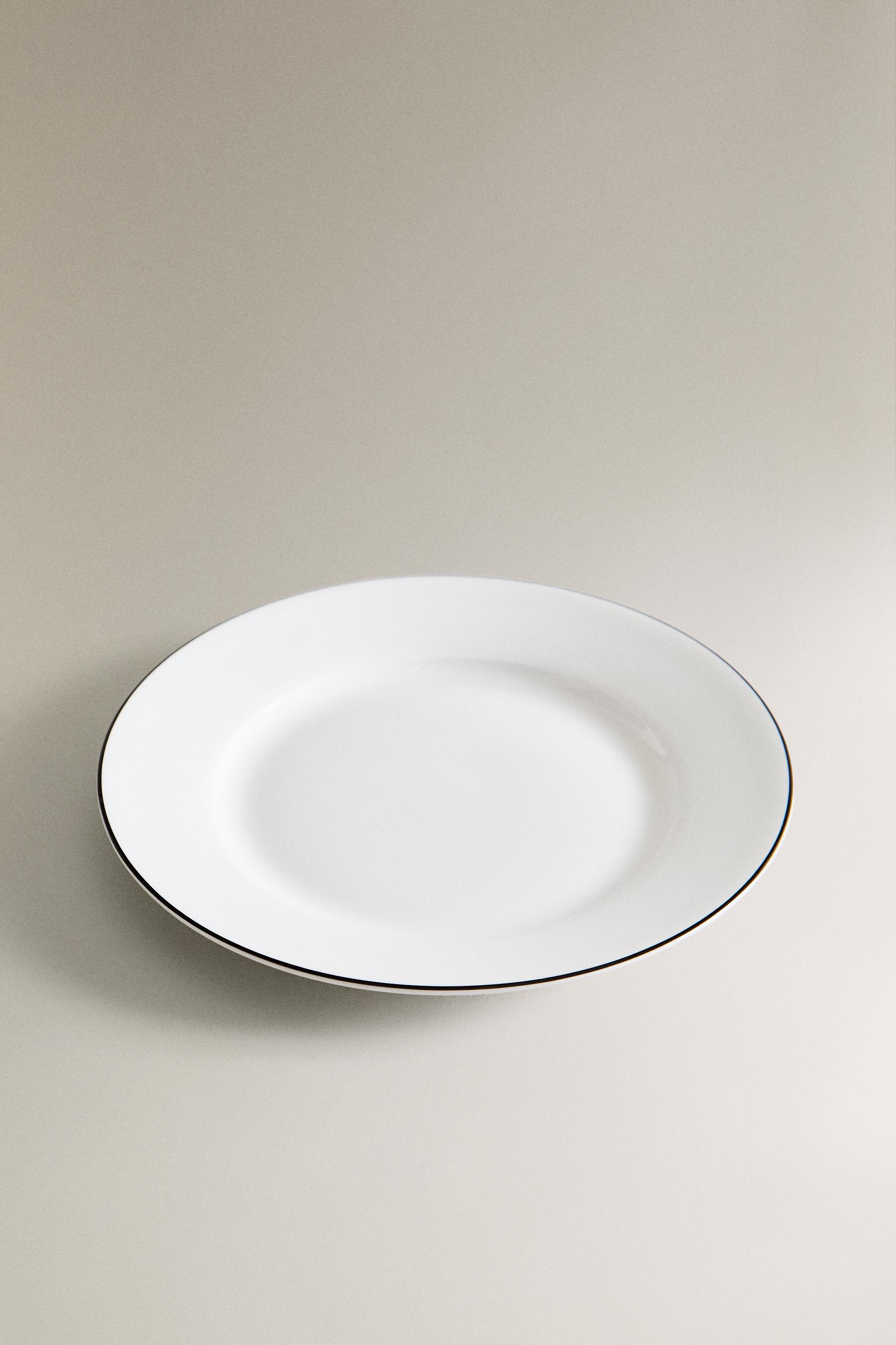 BONE CHINA SIDE PLATE WITH BLACK RIM