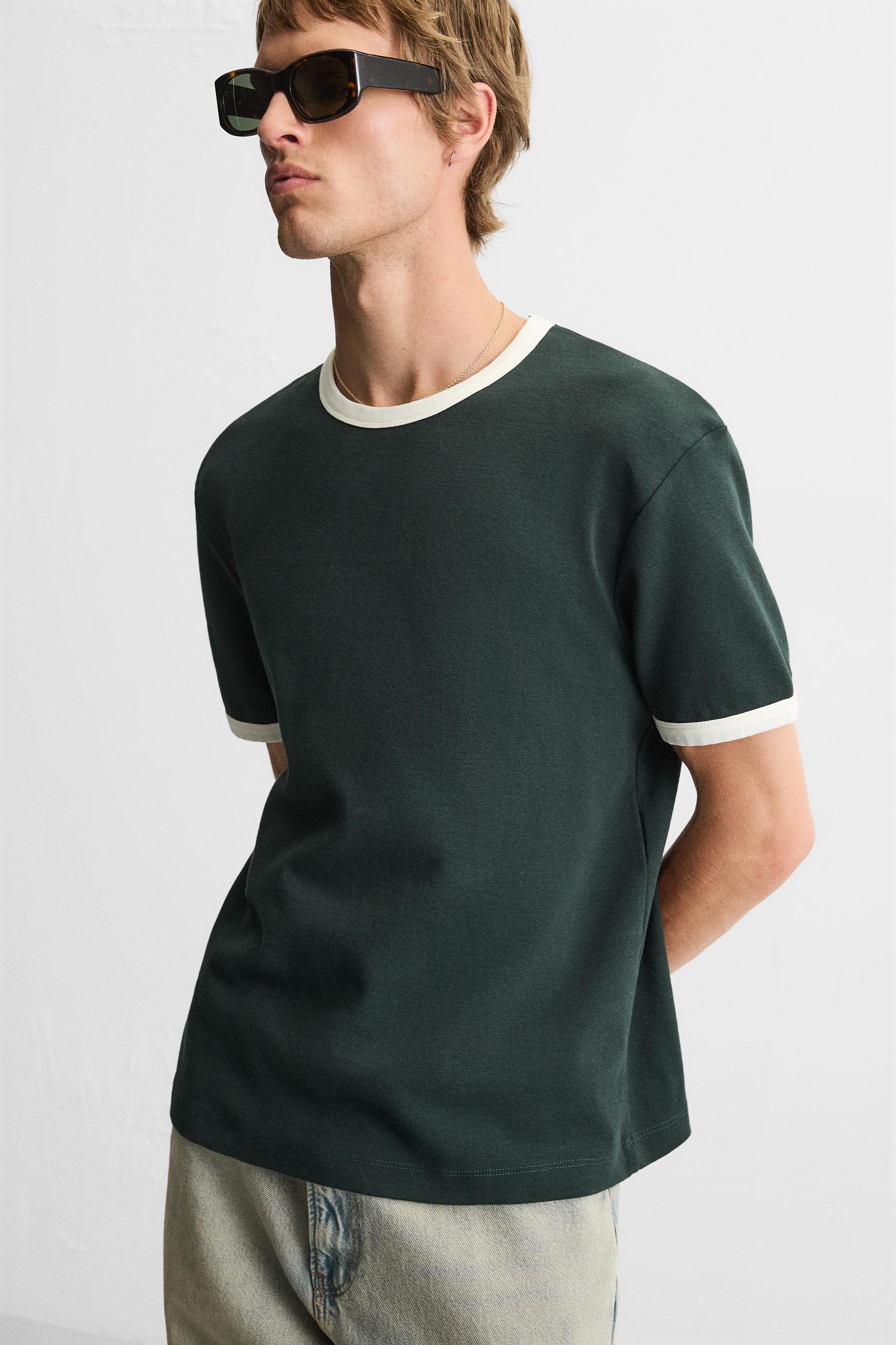 BASIC CONTRAST RIBBED T-SHIRT