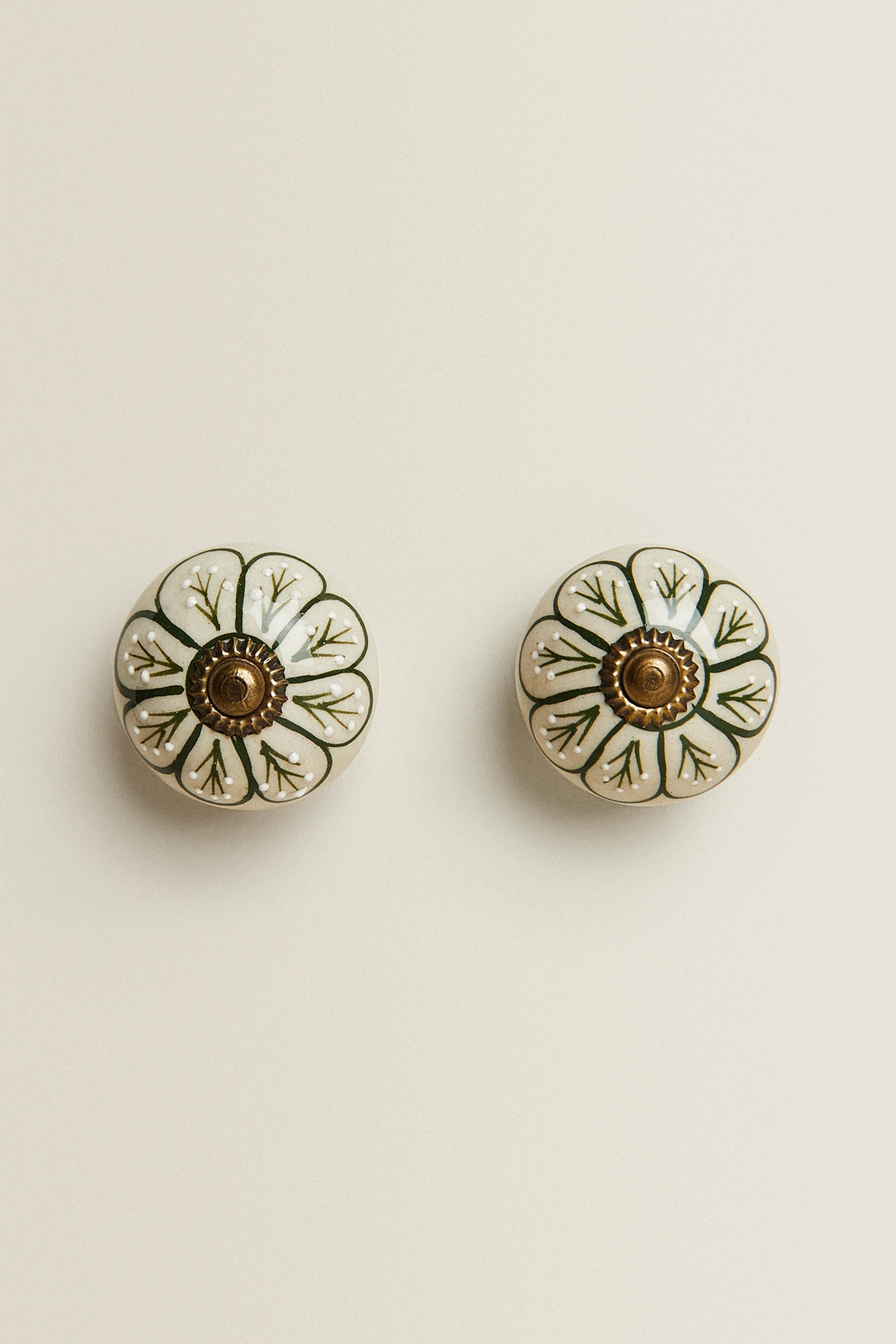 SET OF CERAMIC FLOWER KNOBS (SET OF 2)