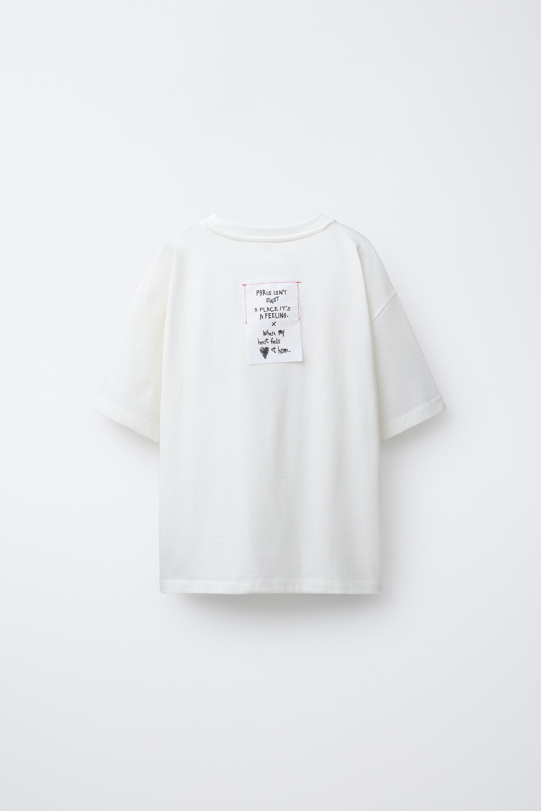 HEARTS EMBROIDERED TEXT T-SHIRT