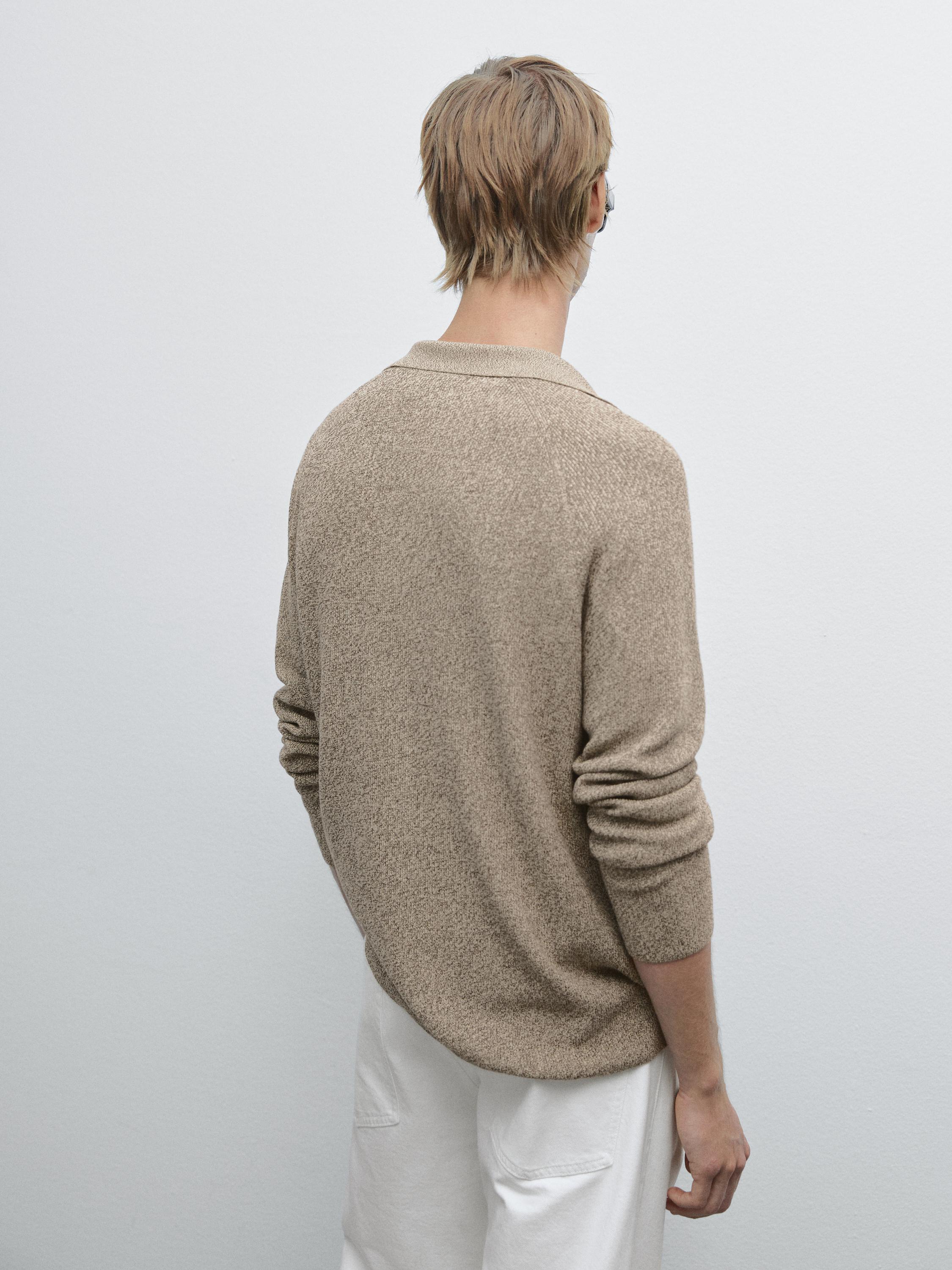 100% cotton mouliné knit cardigan