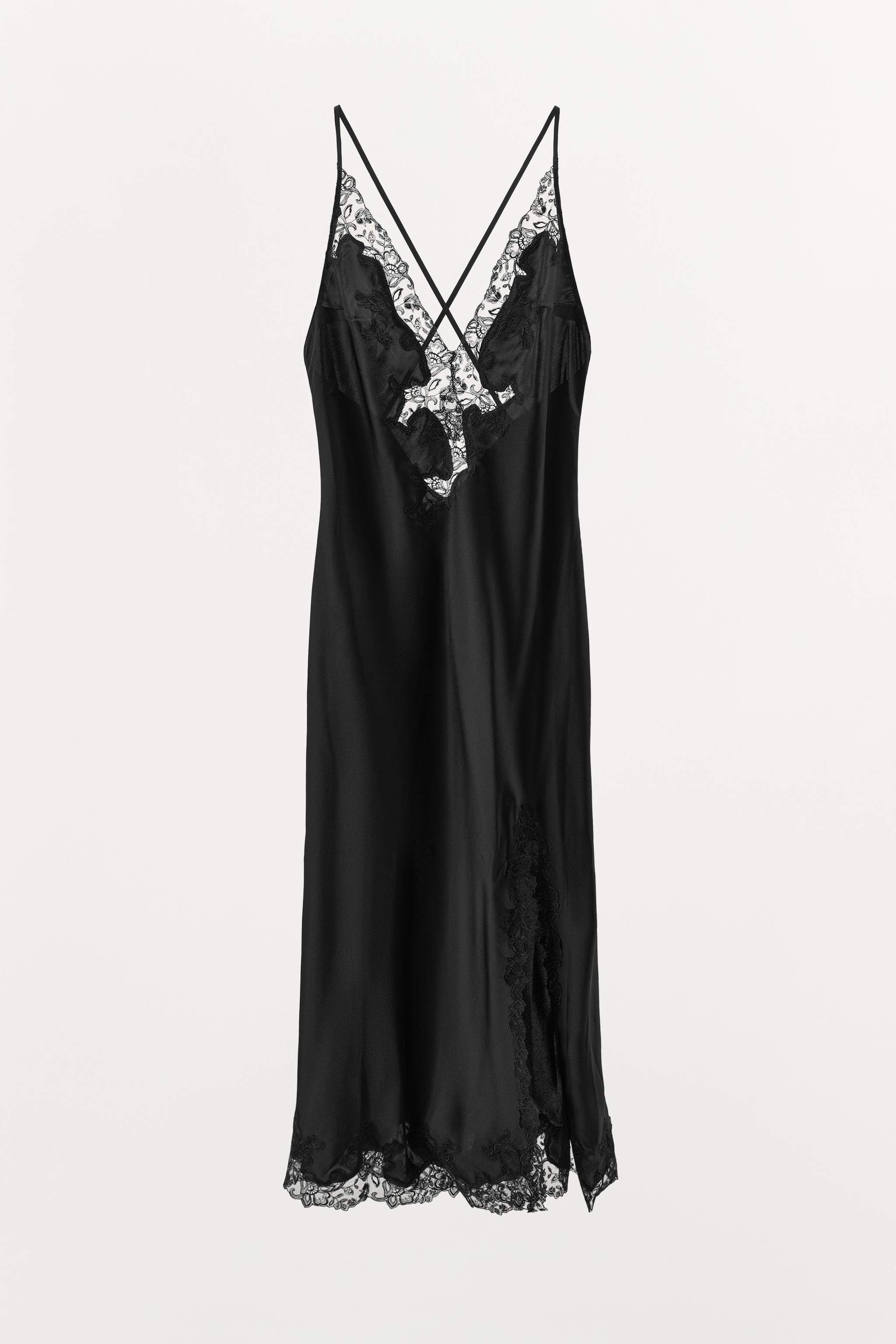 SATIN EMBROIDERED LACE DRESS