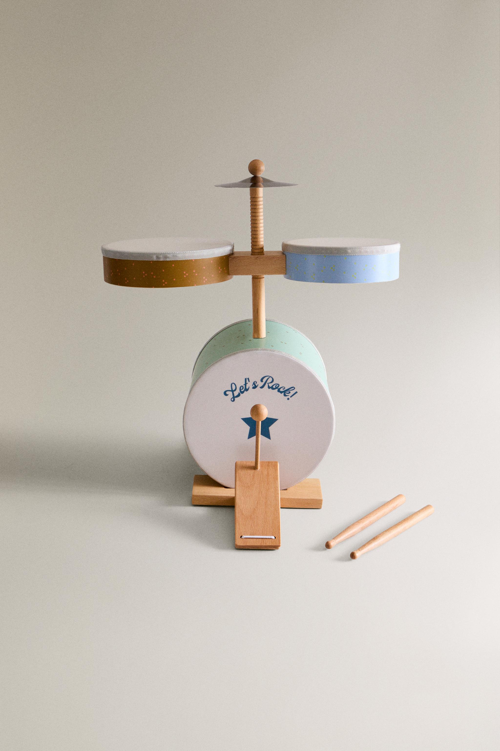 CHILDREN'S TOY WOODEN DRUM KIT