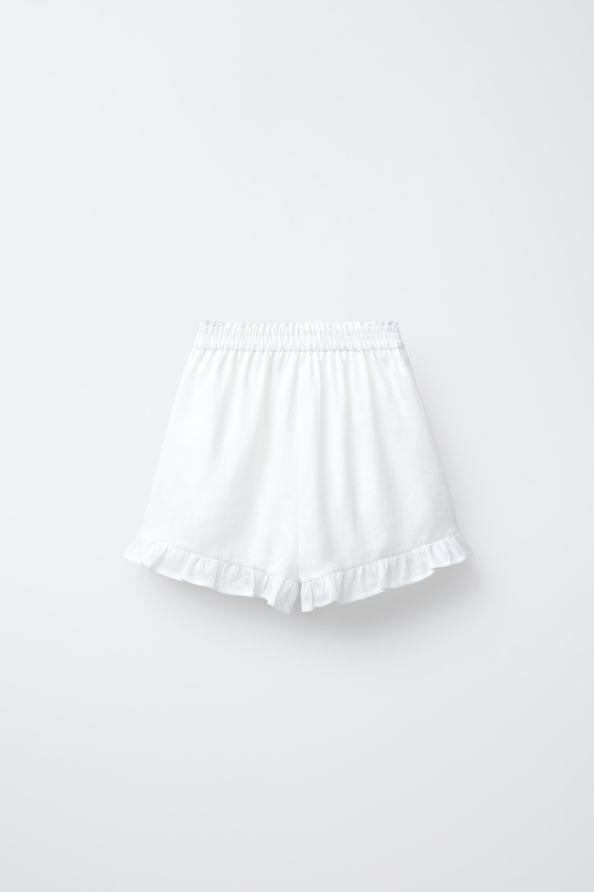 100% LINEN RUFFLED SKORT
