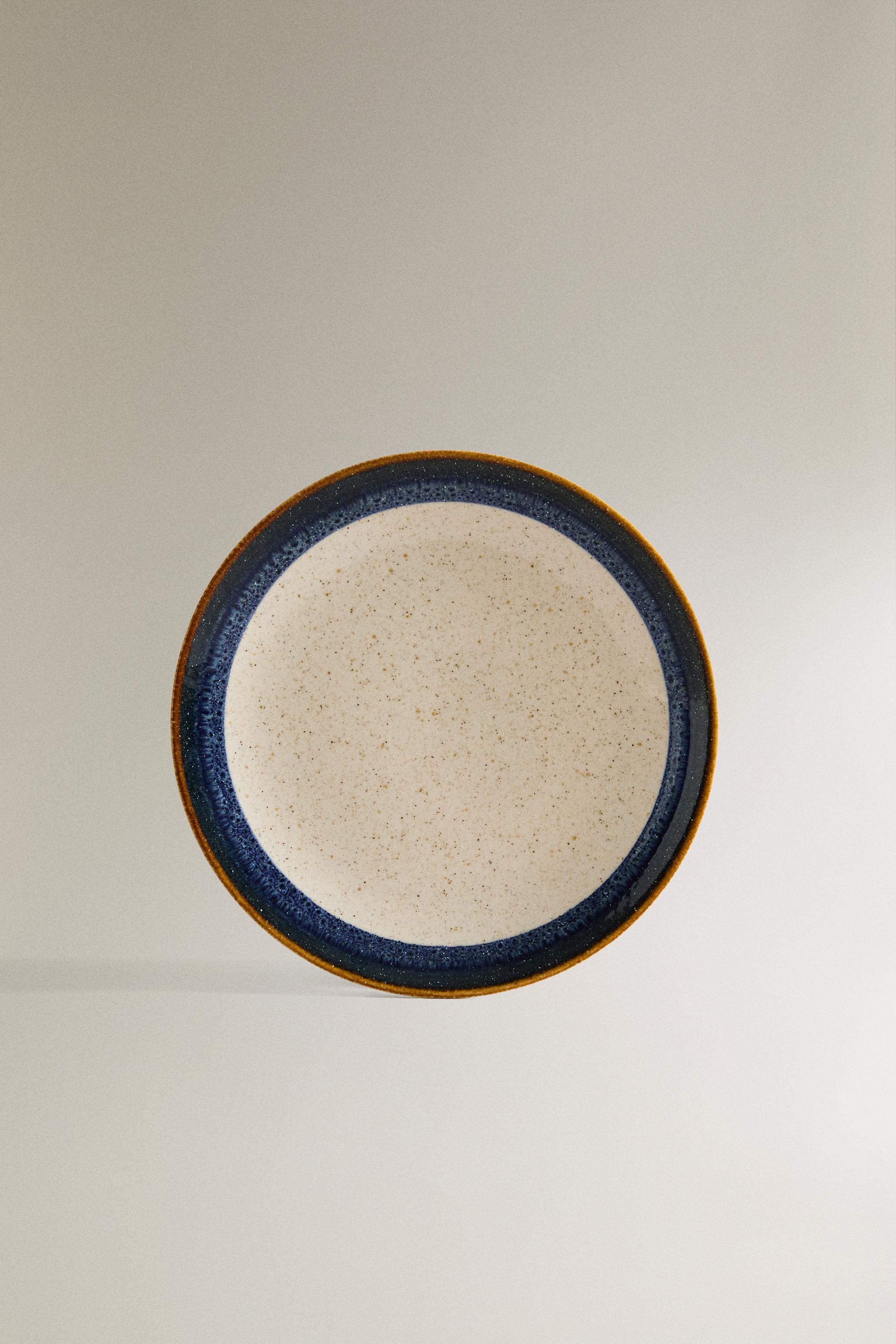 EARTHENWARE DESSERT PLATE WITH DYED RIM