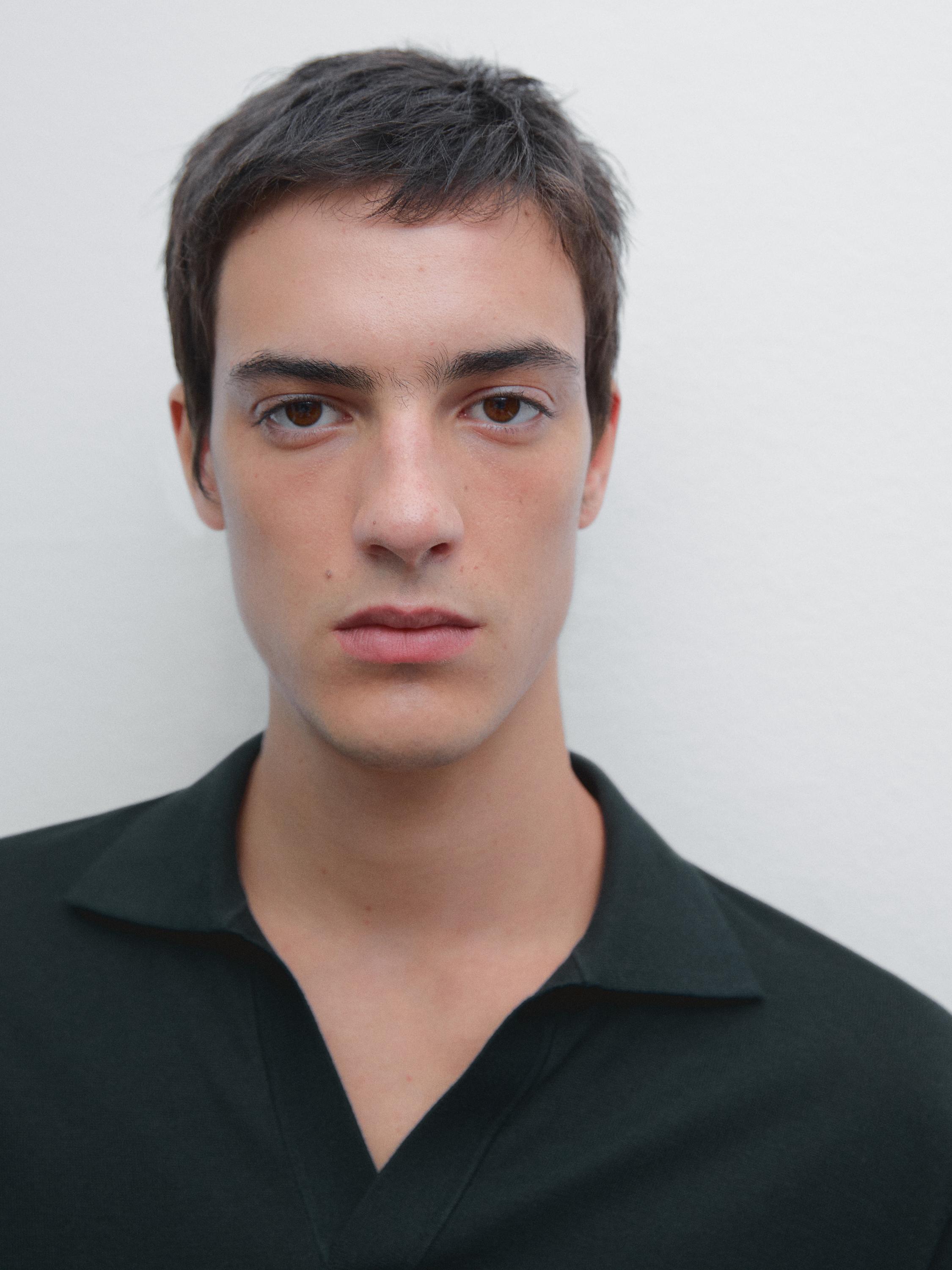 Knit V-neck polo shirt