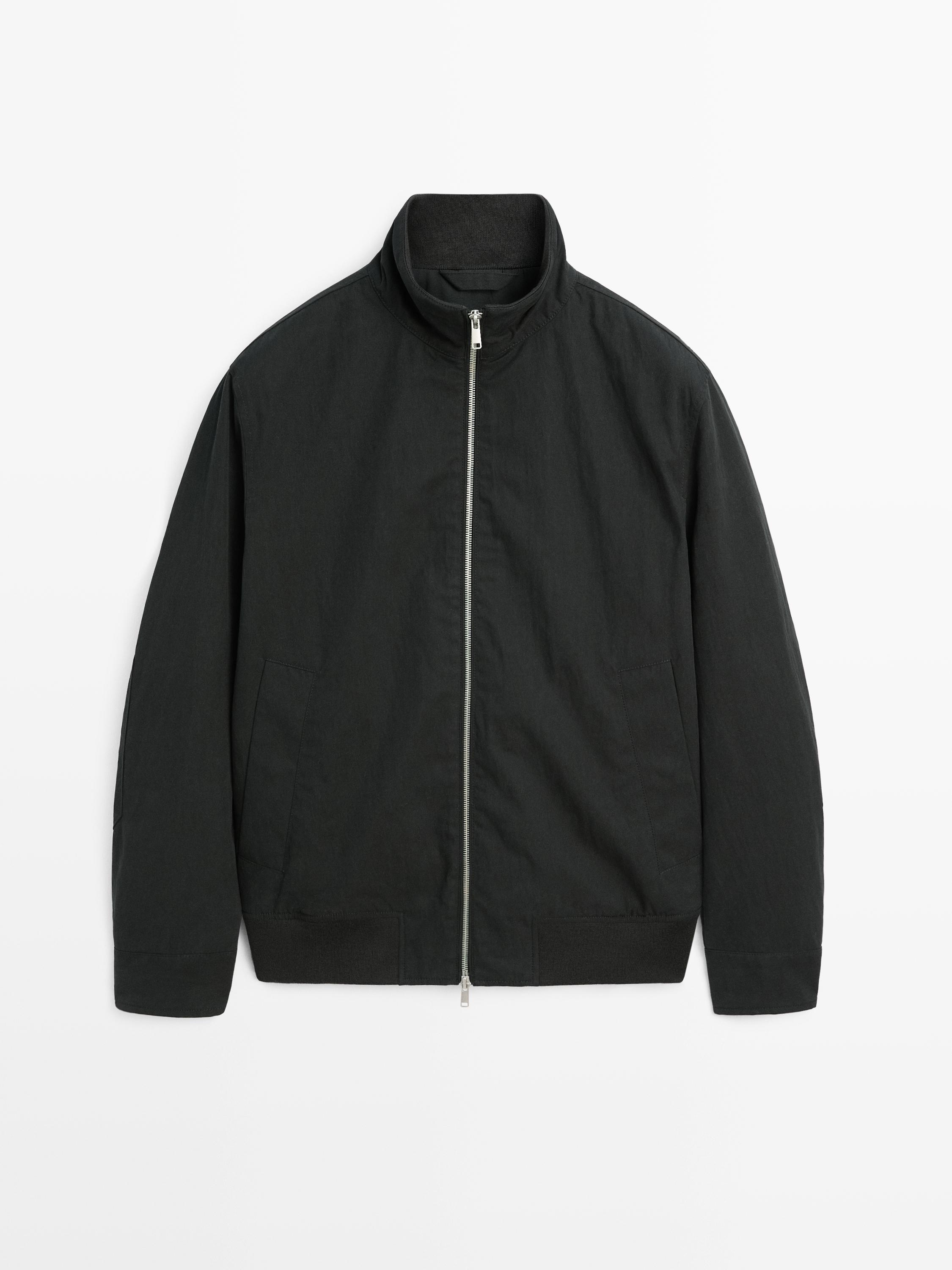 Peach-effect jacket with elbow patch details