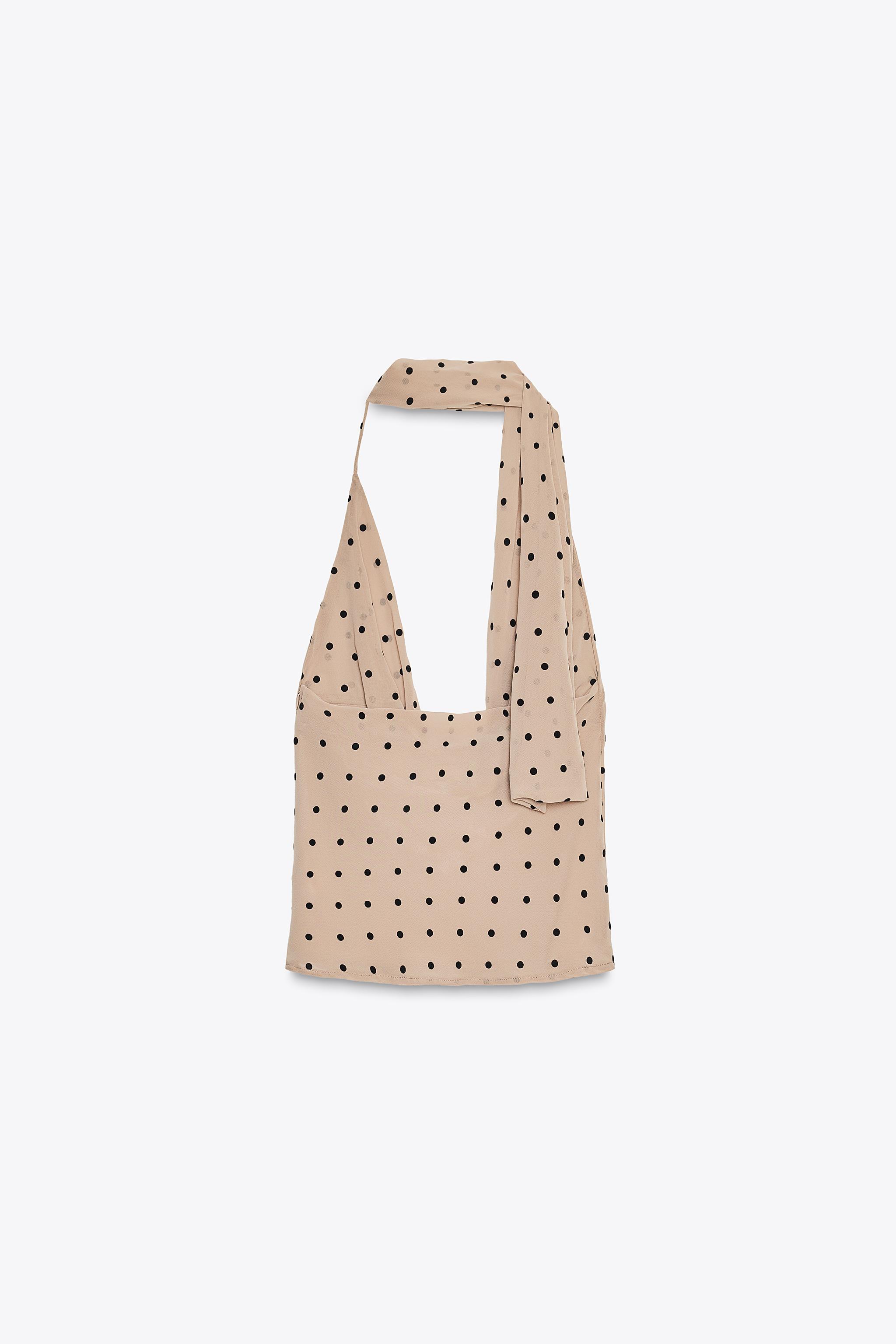 POLKA DOT HALTER SCARF TOP