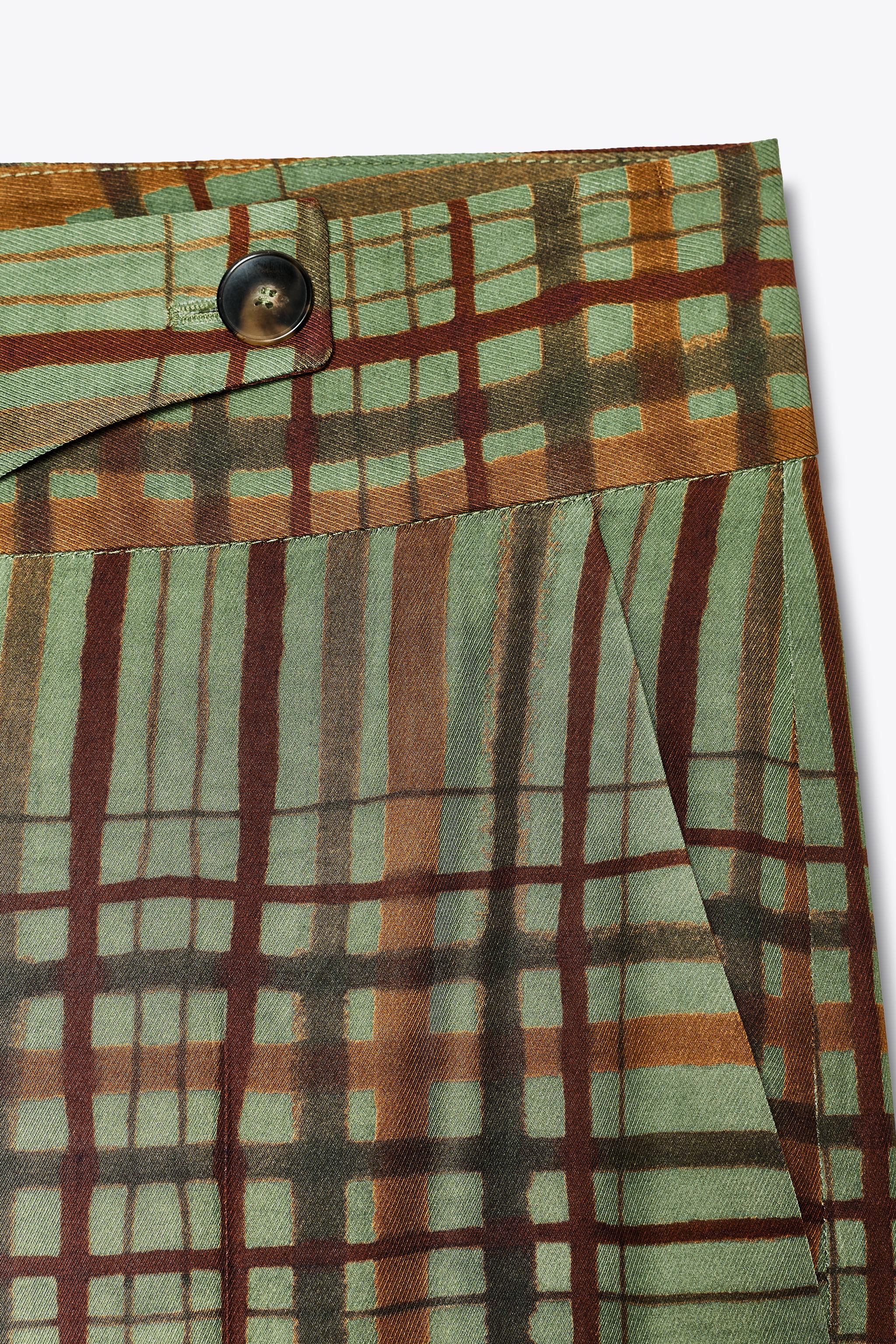 ZW COLLECTION CROP FLARE PLAID PANTS