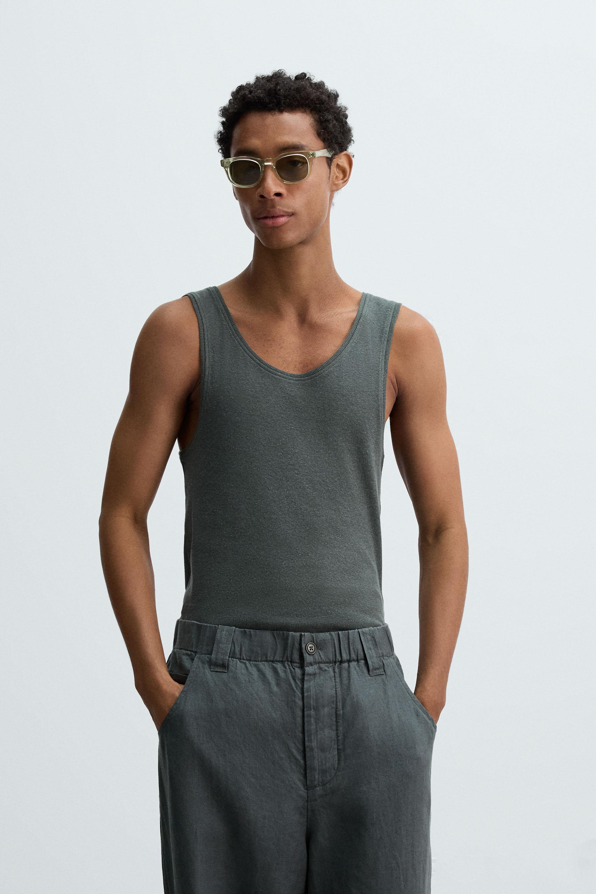 RIBBED COTTON-HEMP TANK TOP