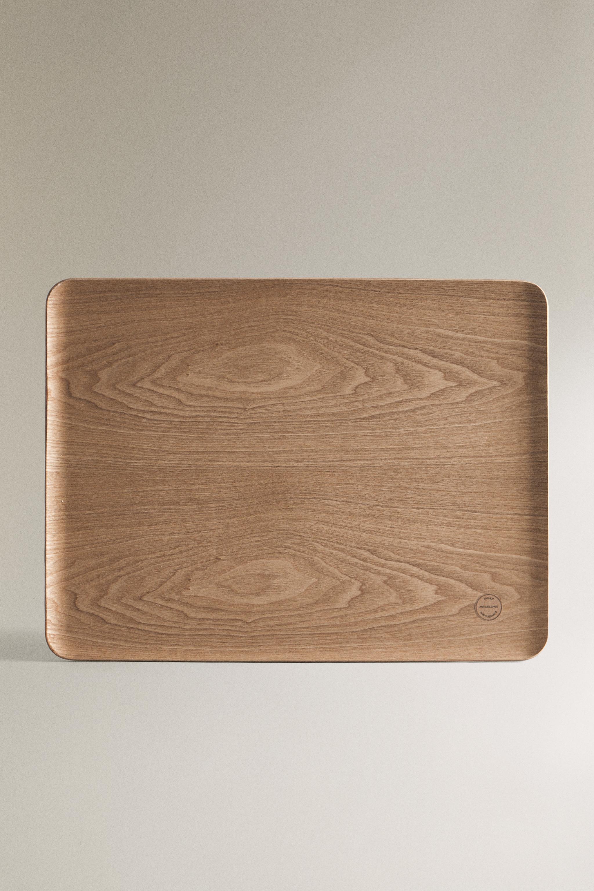 RECTANGULAR NON-SLIP WOODEN TRAY
