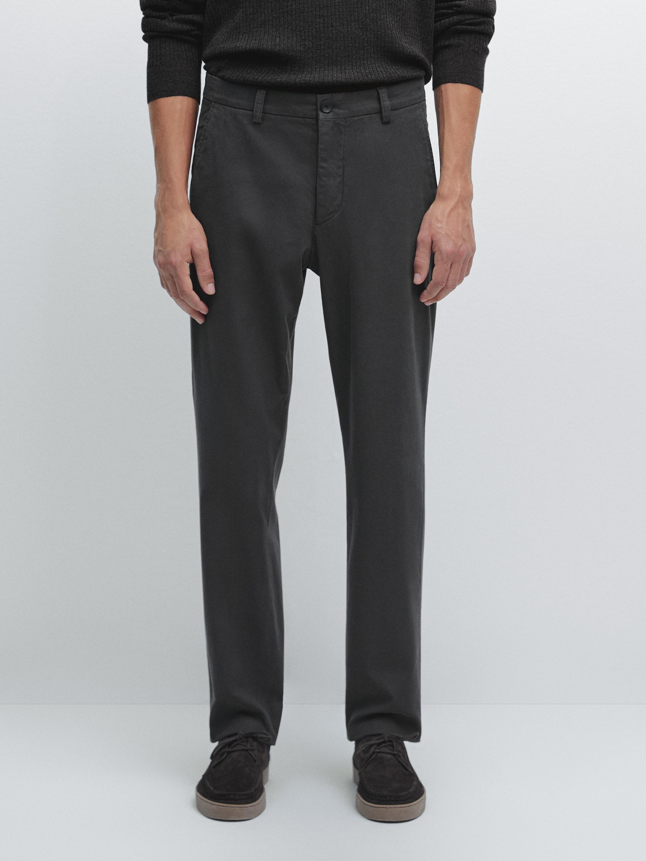Slim fit textured trousers